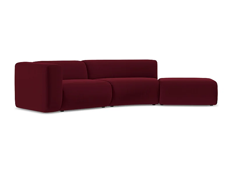 4-Sitzer Sofa Rechts - - Samt - Burgund - EKAHI