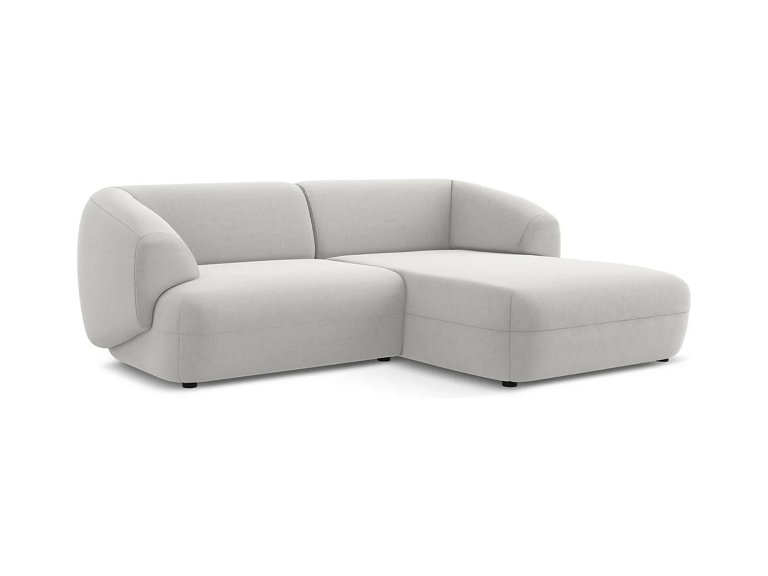 2,5-Sitzer Modulares Ecksofa - Ecke Rechts - Samt - Silber - MOANA
