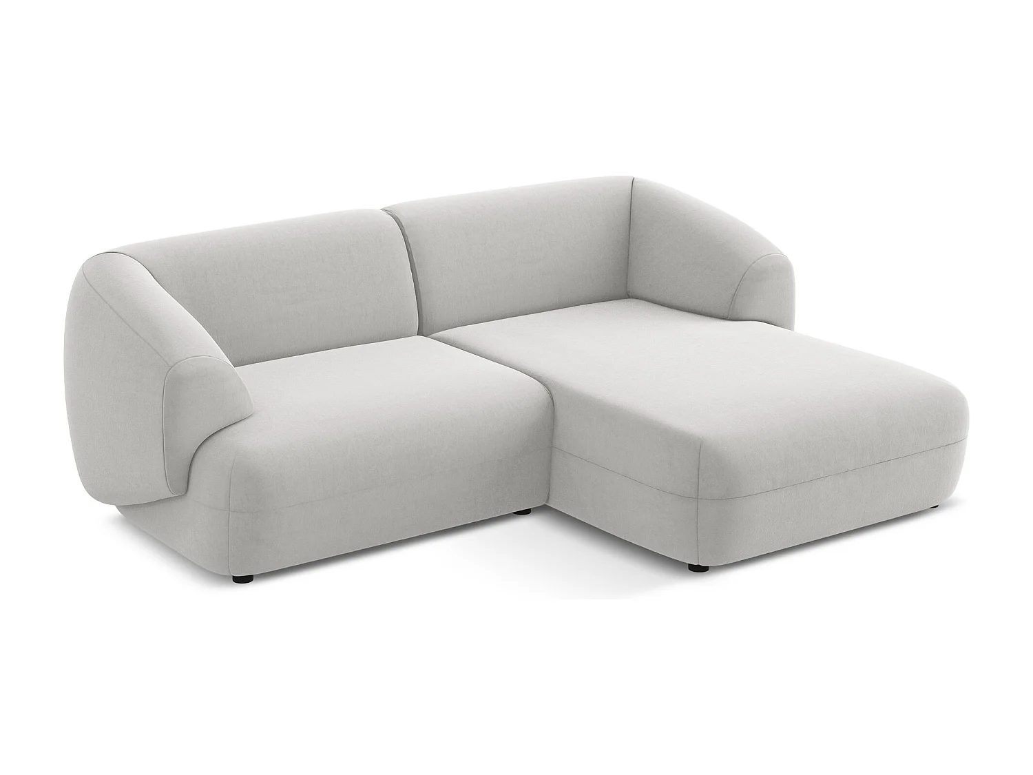 Canapé d'angle 2,5 places modulaire droit en velours - argent - MOANA