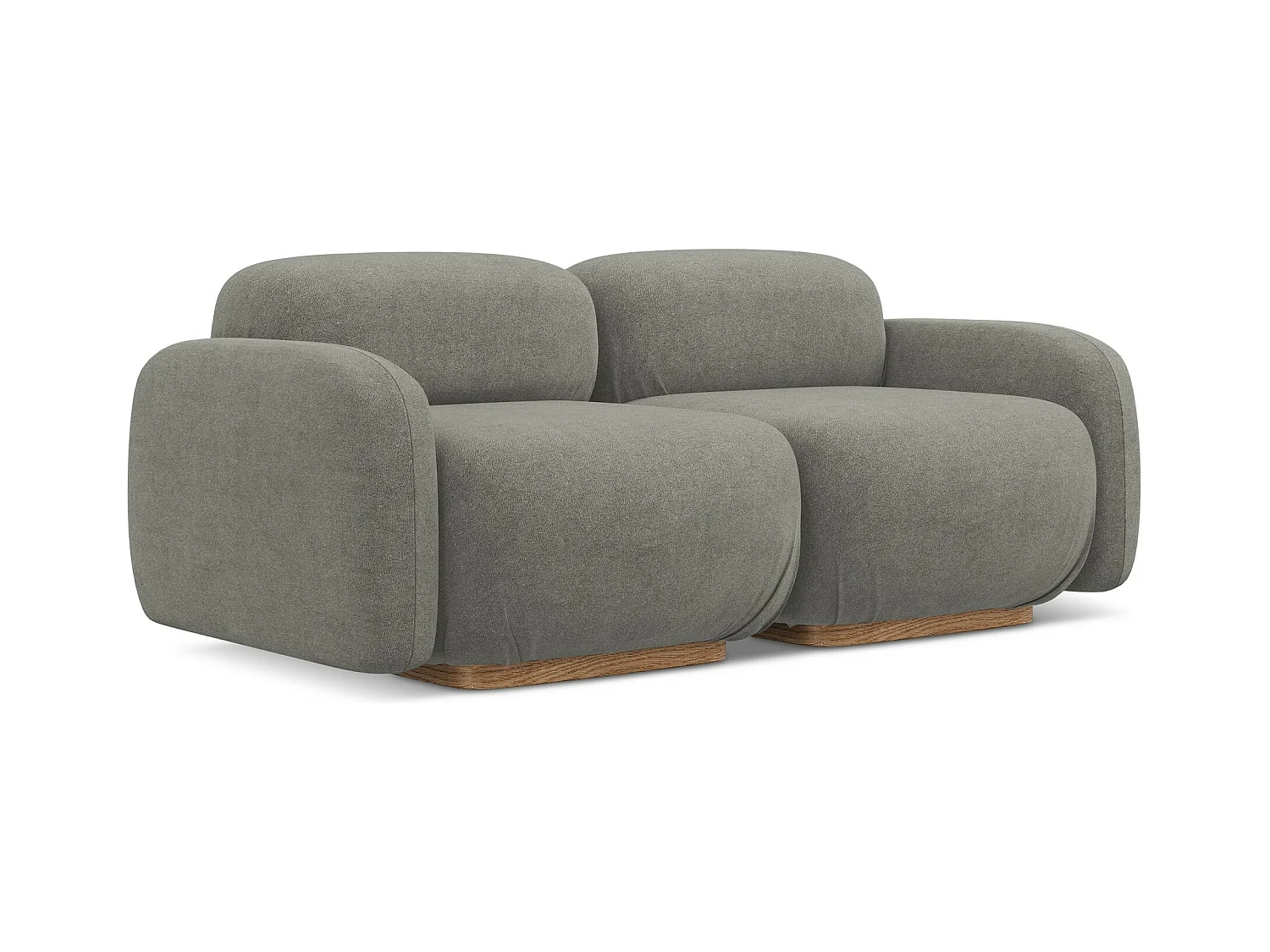 Driezits modulaire bank van grijsbeige bouclé - AILANI