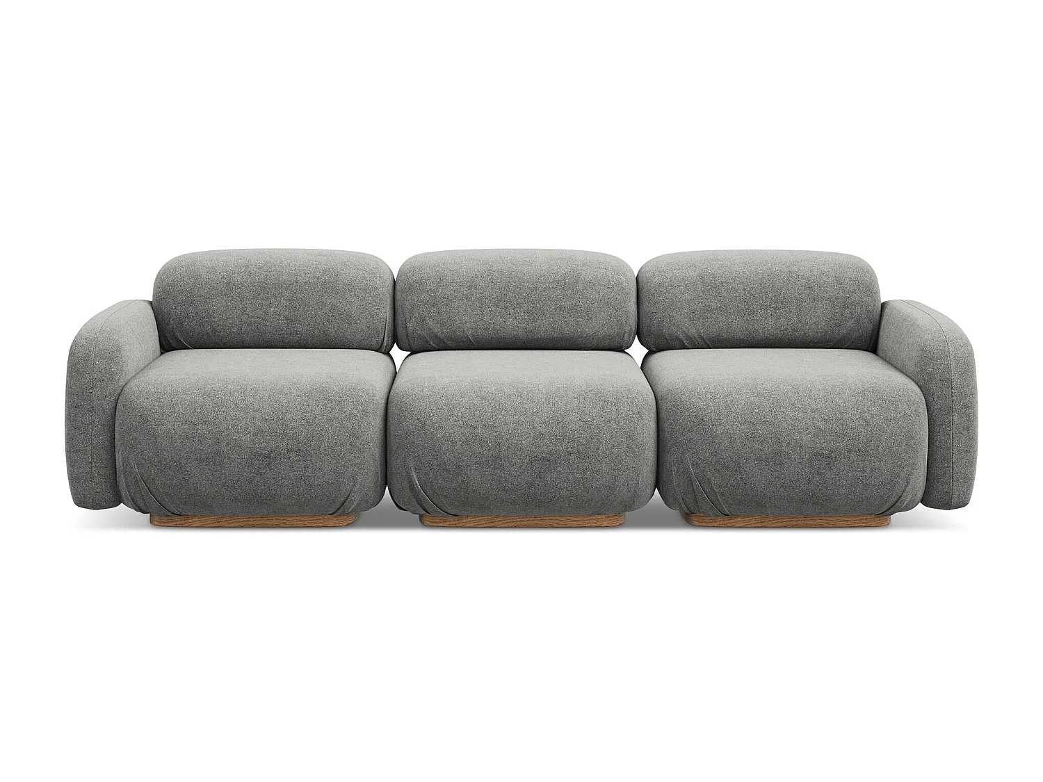 Vierzits modulaire bank van grijsbeige bouclé - AILANI