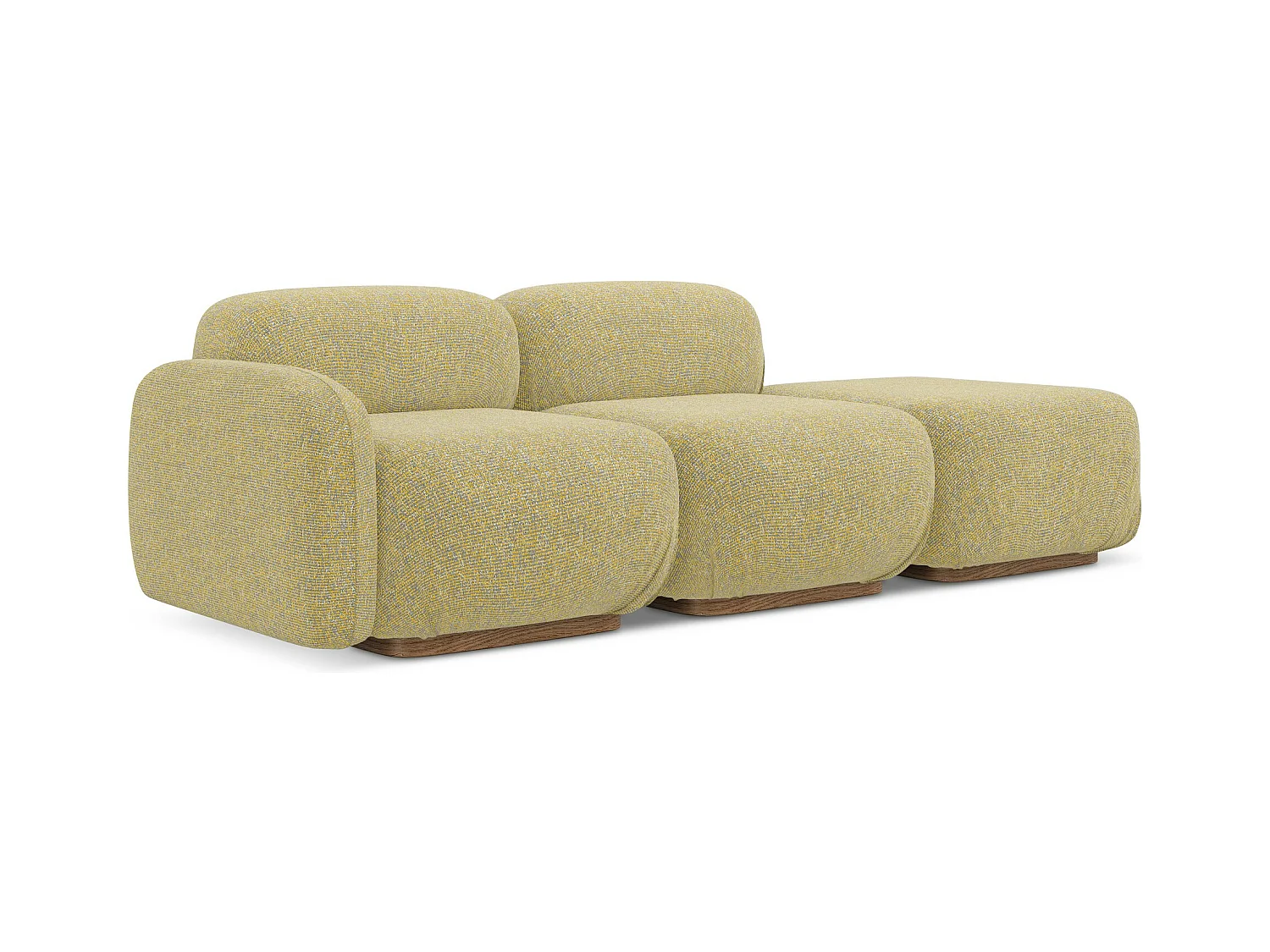 Modulares 3-Sitzer Sofa Rechts - - Strukturstoff - Senf - AILANI