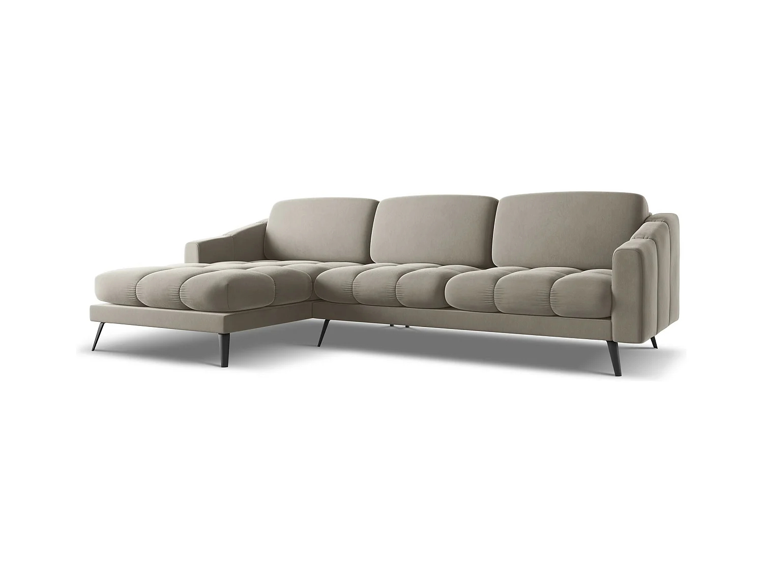 Canapé d'angle gauche en velours - taupe - NALU