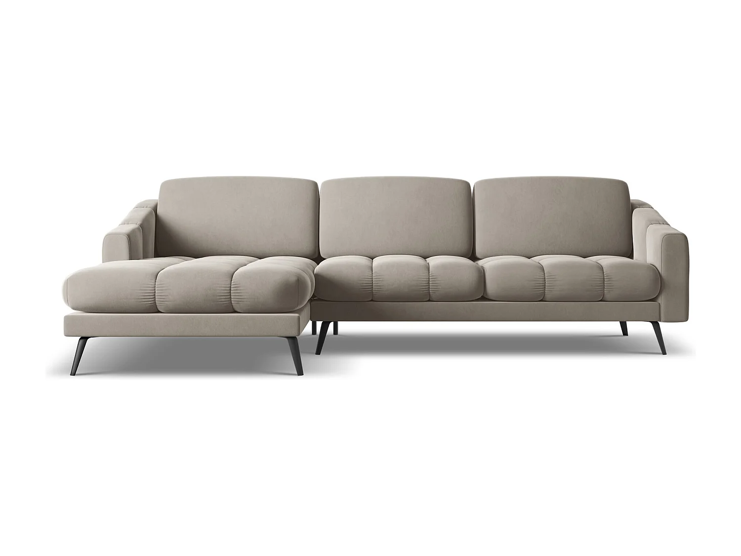 Canapé d'angle gauche en velours - taupe - NALU