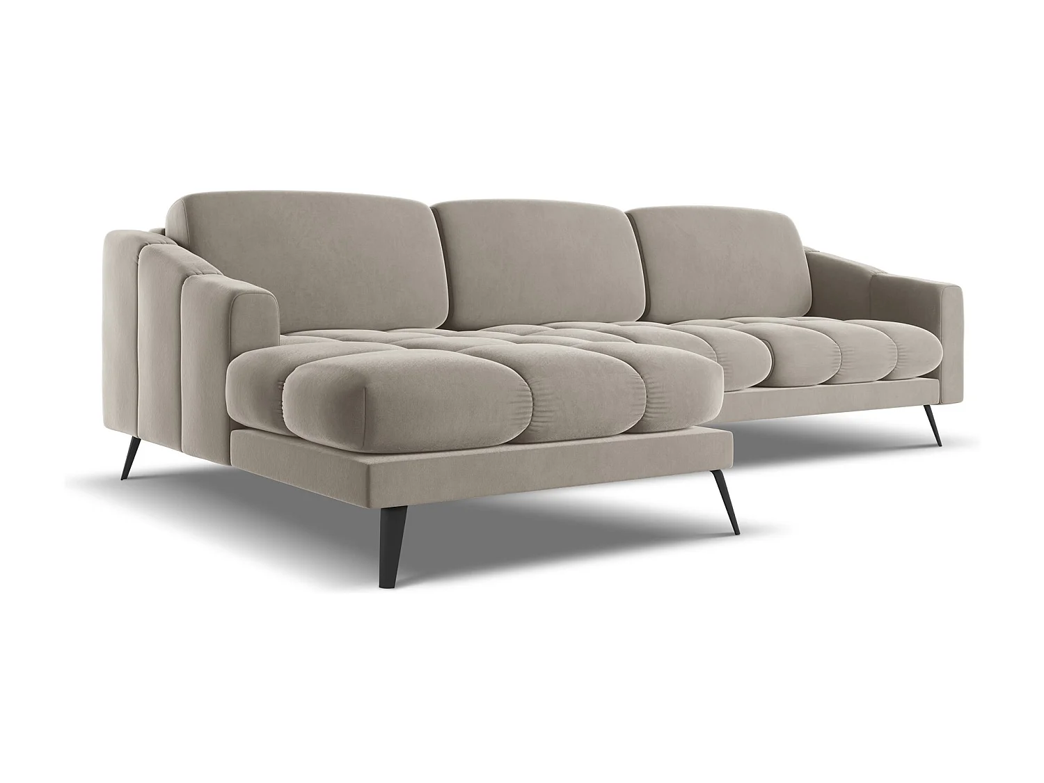 Canapé d'angle gauche en velours - taupe - NALU