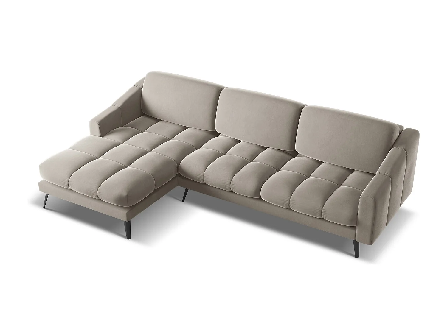 Canapé d'angle gauche en velours - taupe - NALU