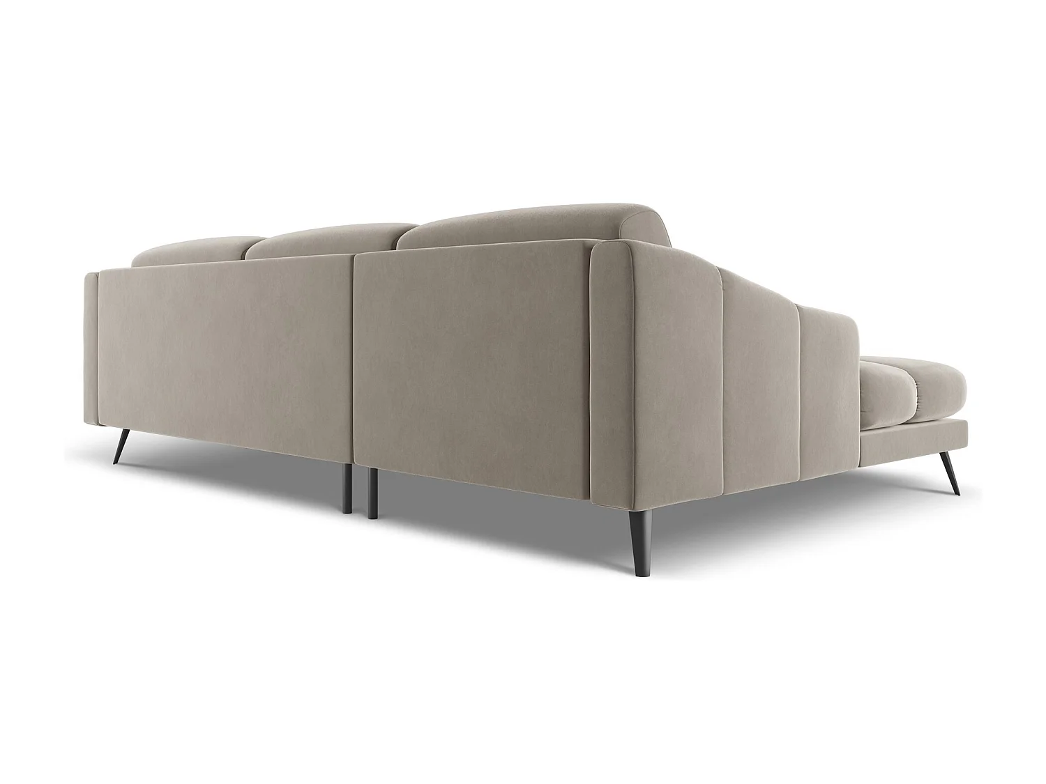 Canapé d'angle gauche en velours - taupe - NALU