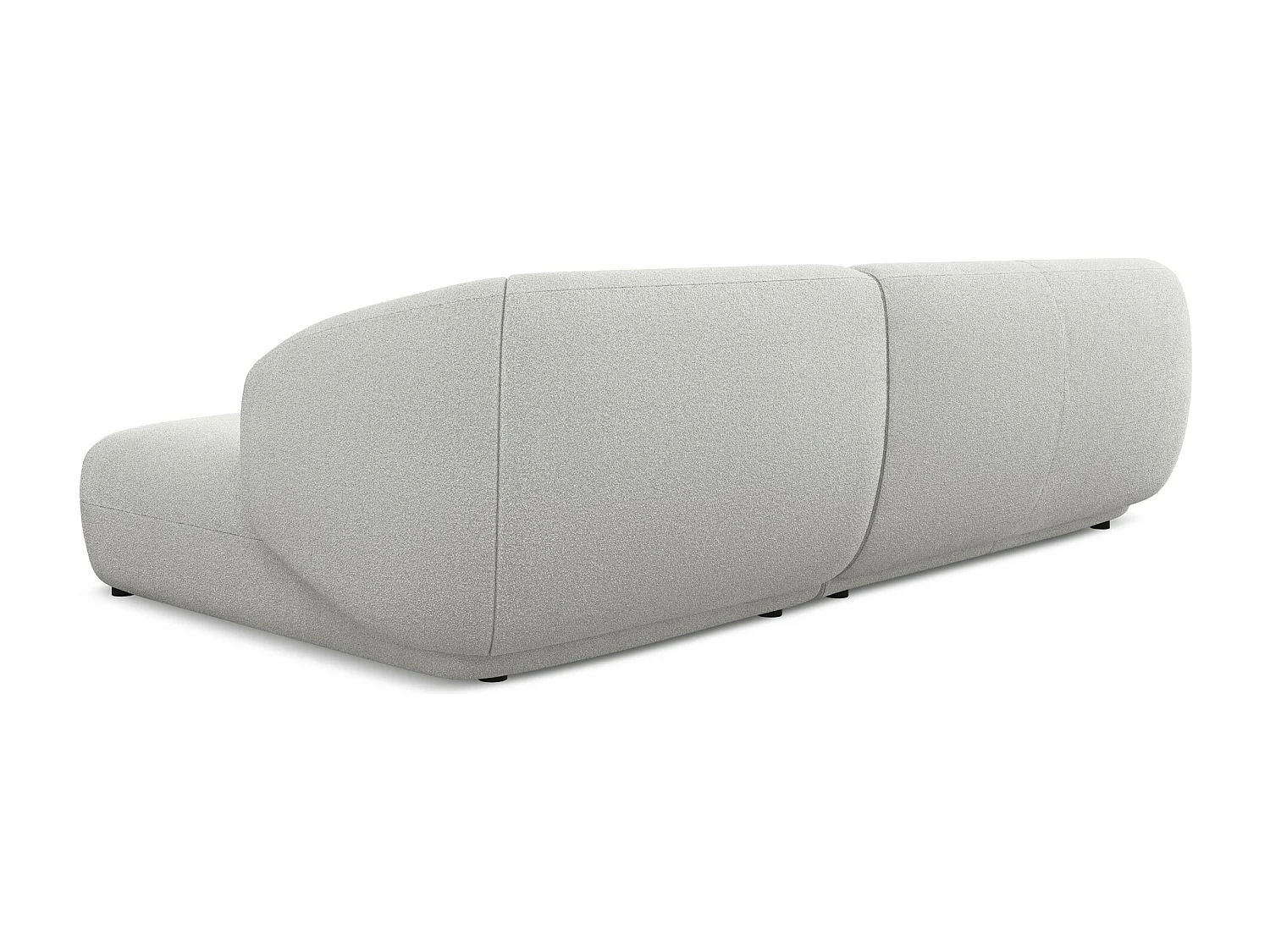 Sofá de canto modular direito 3 lugares em tecido bouclé cinza claro - MOANA