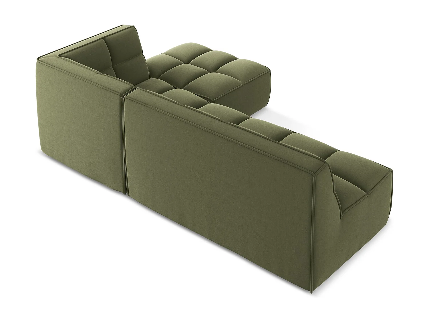 4-Sitzer Modulares Ecksofa - Ecke Rechts - Samt - Olive - KALAI
