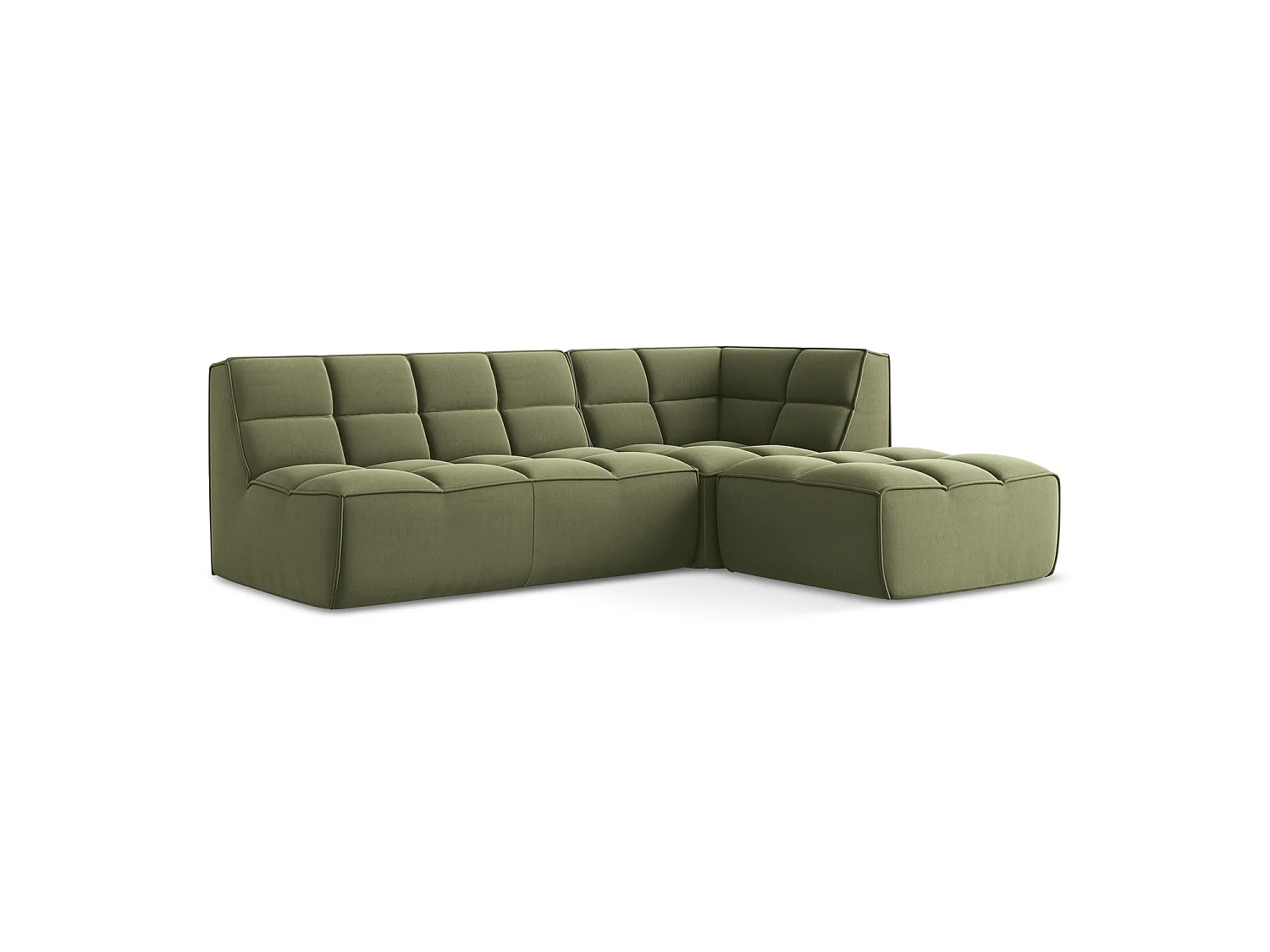 4-Sitzer Modulares Ecksofa - Ecke Rechts - Samt - Olive - BELLUNO
