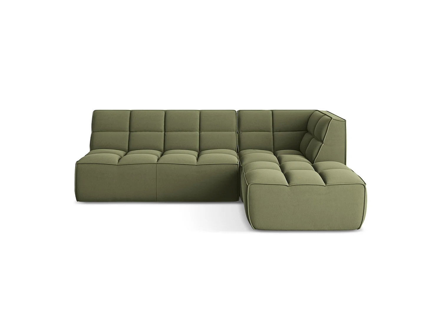 4-Sitzer Modulares Ecksofa - Ecke Rechts - Samt - Olive - BELLUNO