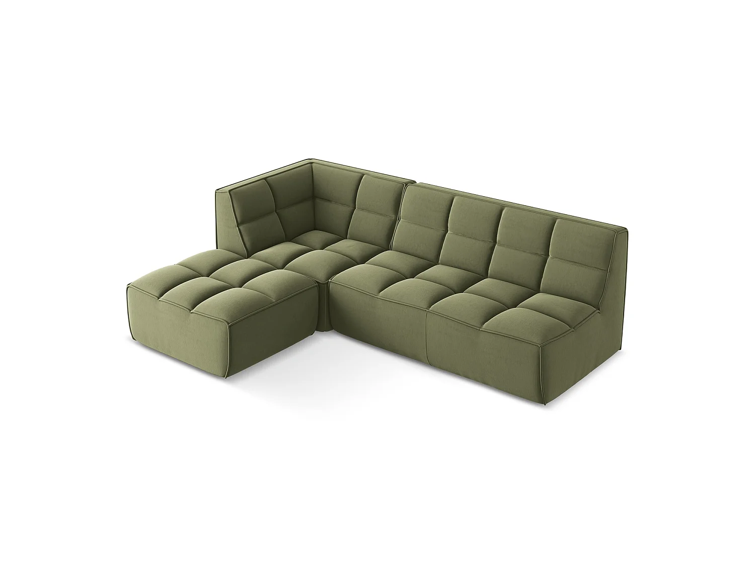 4-Sitzer Modulares Ecksofa - Ecke Rechts - Samt - Olive - BELLUNO