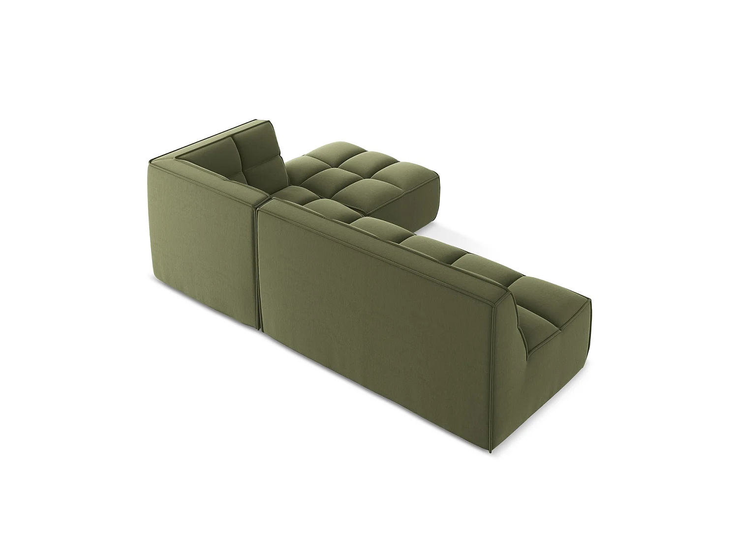 4-Sitzer Modulares Ecksofa - Ecke Rechts - Samt - Olive - BELLUNO