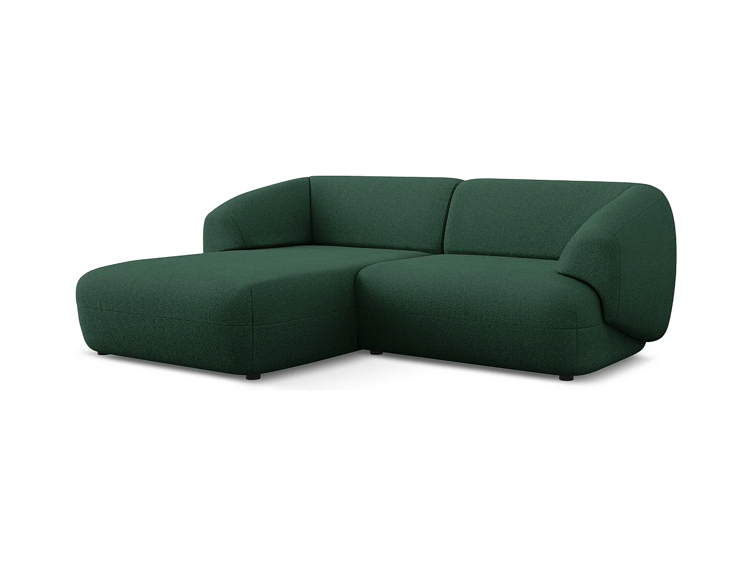2,5-Sitzer Modulares Ecksofa - Ecke Links - Bouclé - Flaschengrün - MOANA