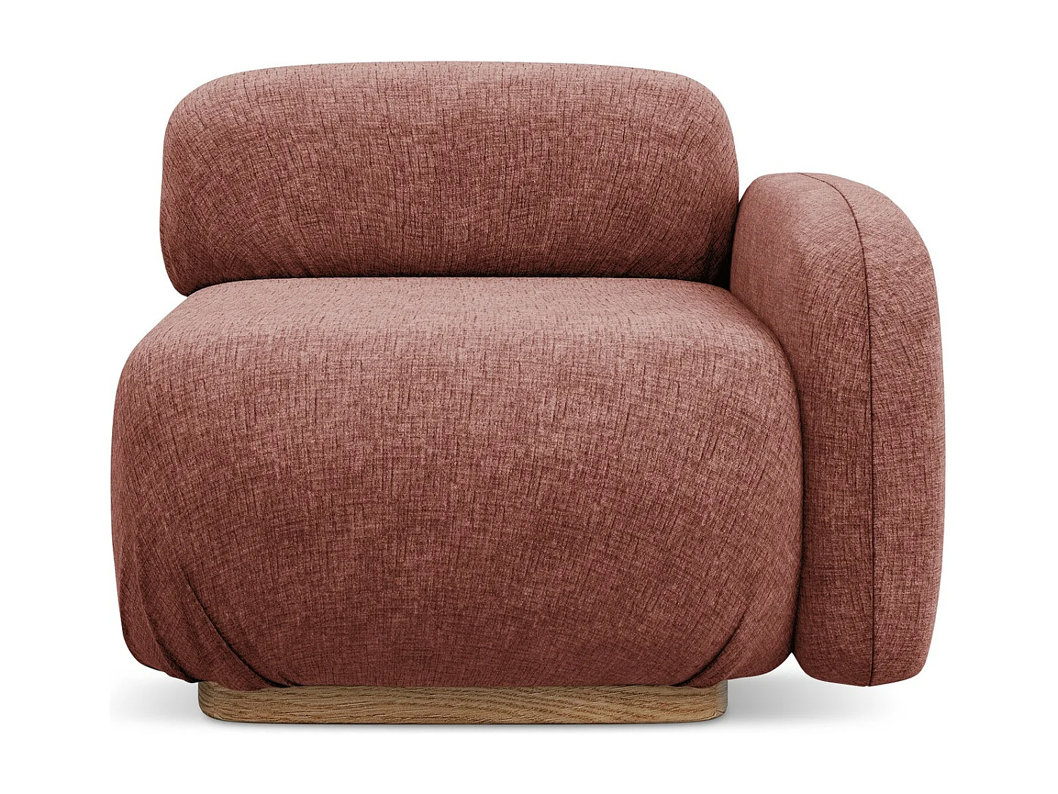 Bankmodule met armleuning rechts van gedempt roze chenille stof - AILANI