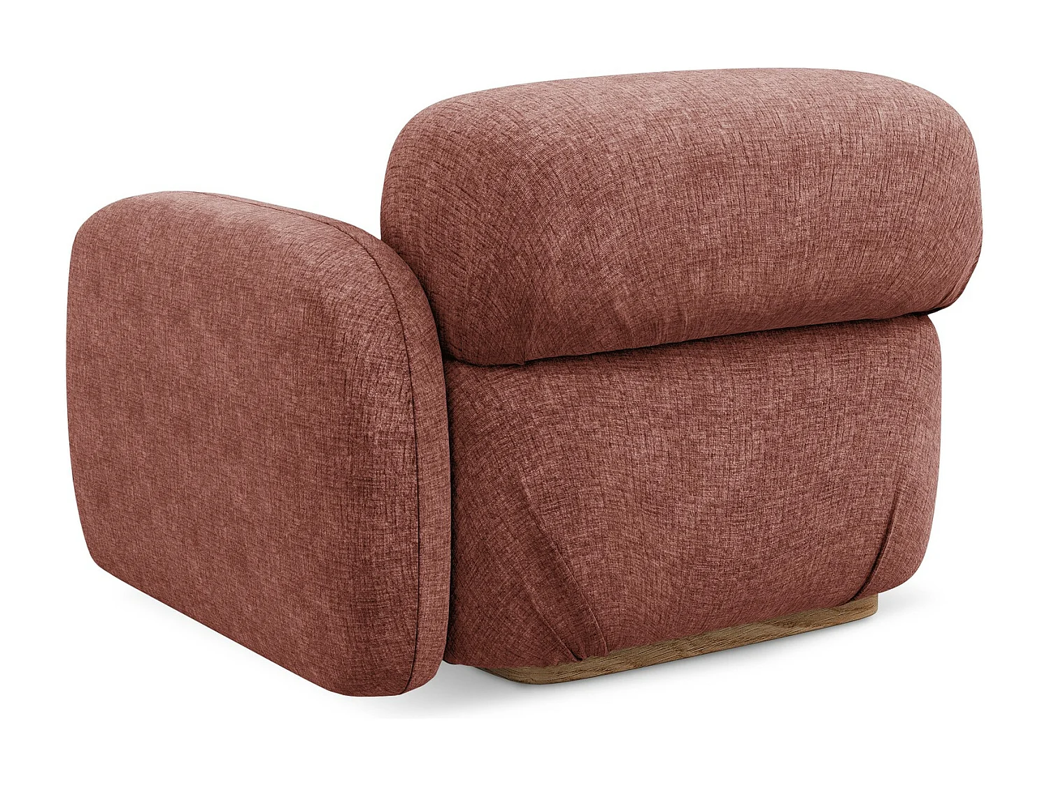 Bankmodule met armleuning rechts van gedempt roze chenille stof - AILANI