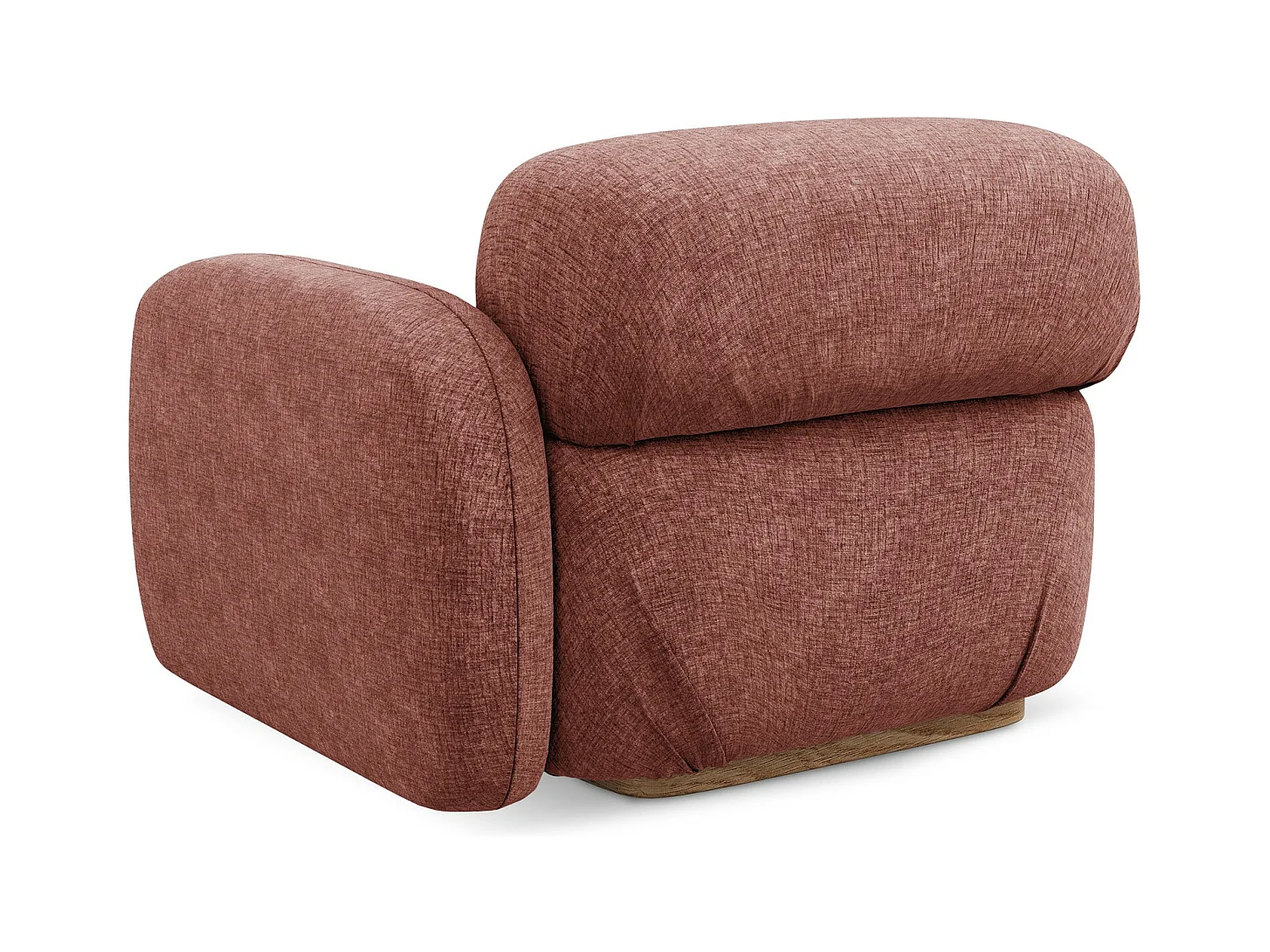 Bankmodule met armleuning rechts van gedempt roze chenille stof - AILANI