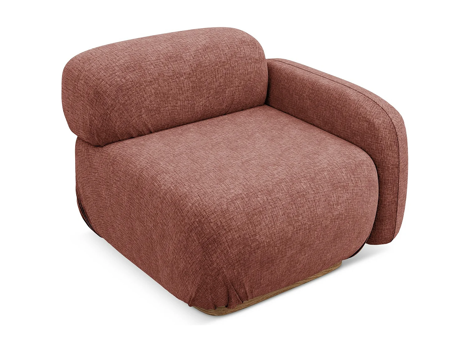 Bankmodule met armleuning rechts van gedempt roze chenille stof - AILANI