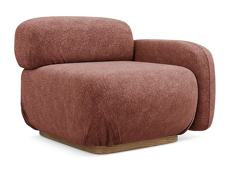 Module avec accoudoirs droit en tissu chenille - rose sourd - AILANI