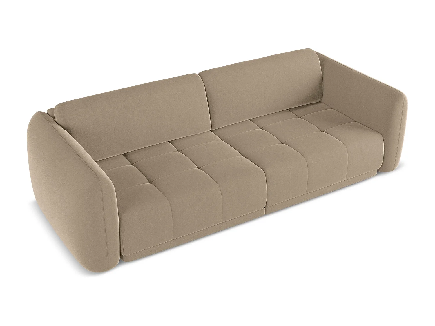 Vierzitsbank van lichtbeige velours - HOKU