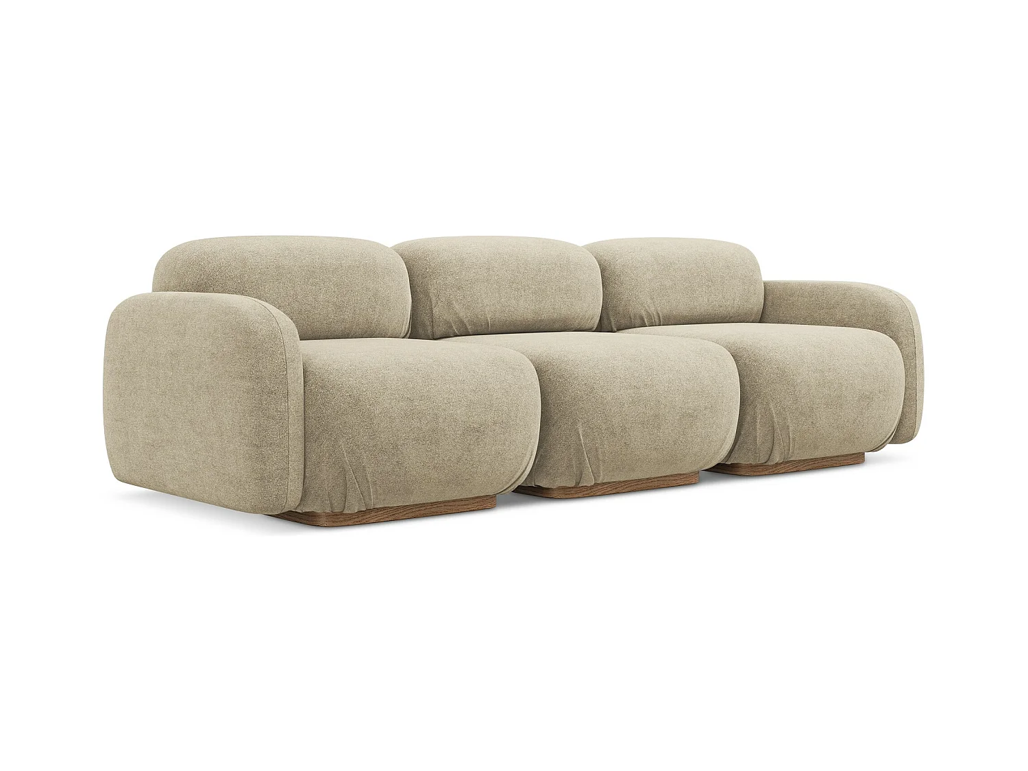 Canapé modulable 4 places en tissu bouclette - beige - AILANI