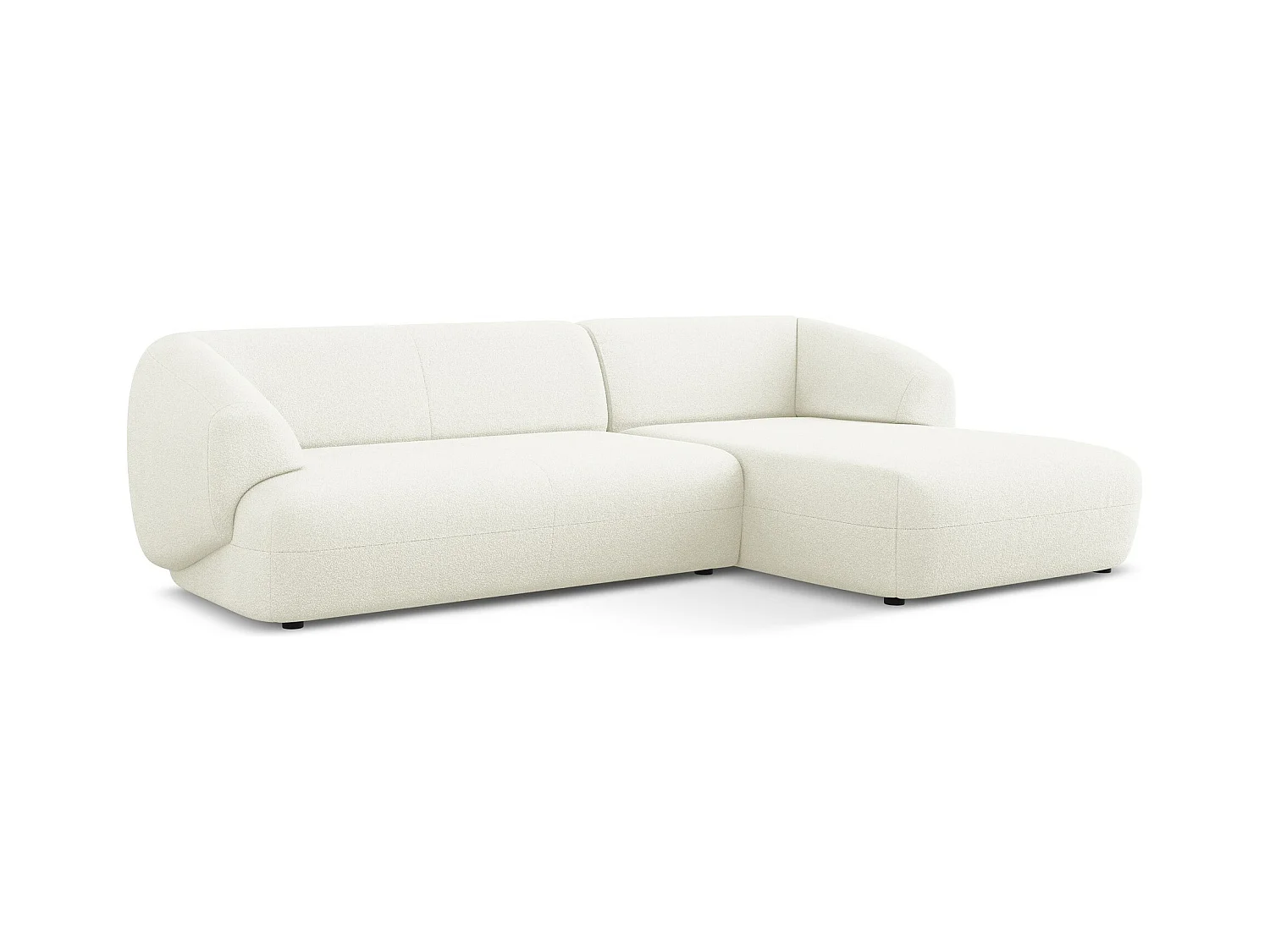 3-Sitzer Modulares Ecksofa - Ecke Rechts - Bouclé - Weiß - MOANA