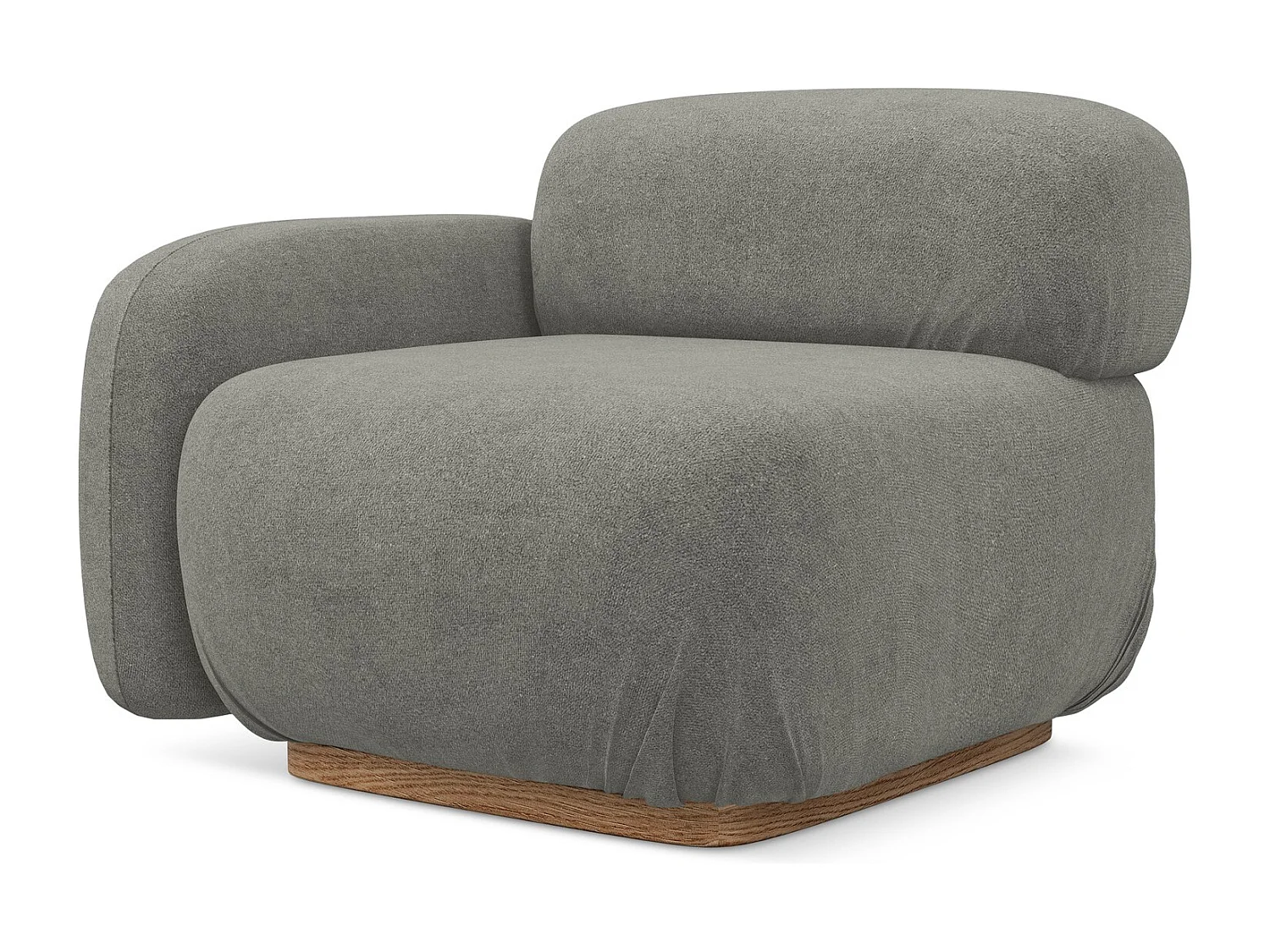 Bankmodule met armleuning links van grijsbeige bouclé - AILANI