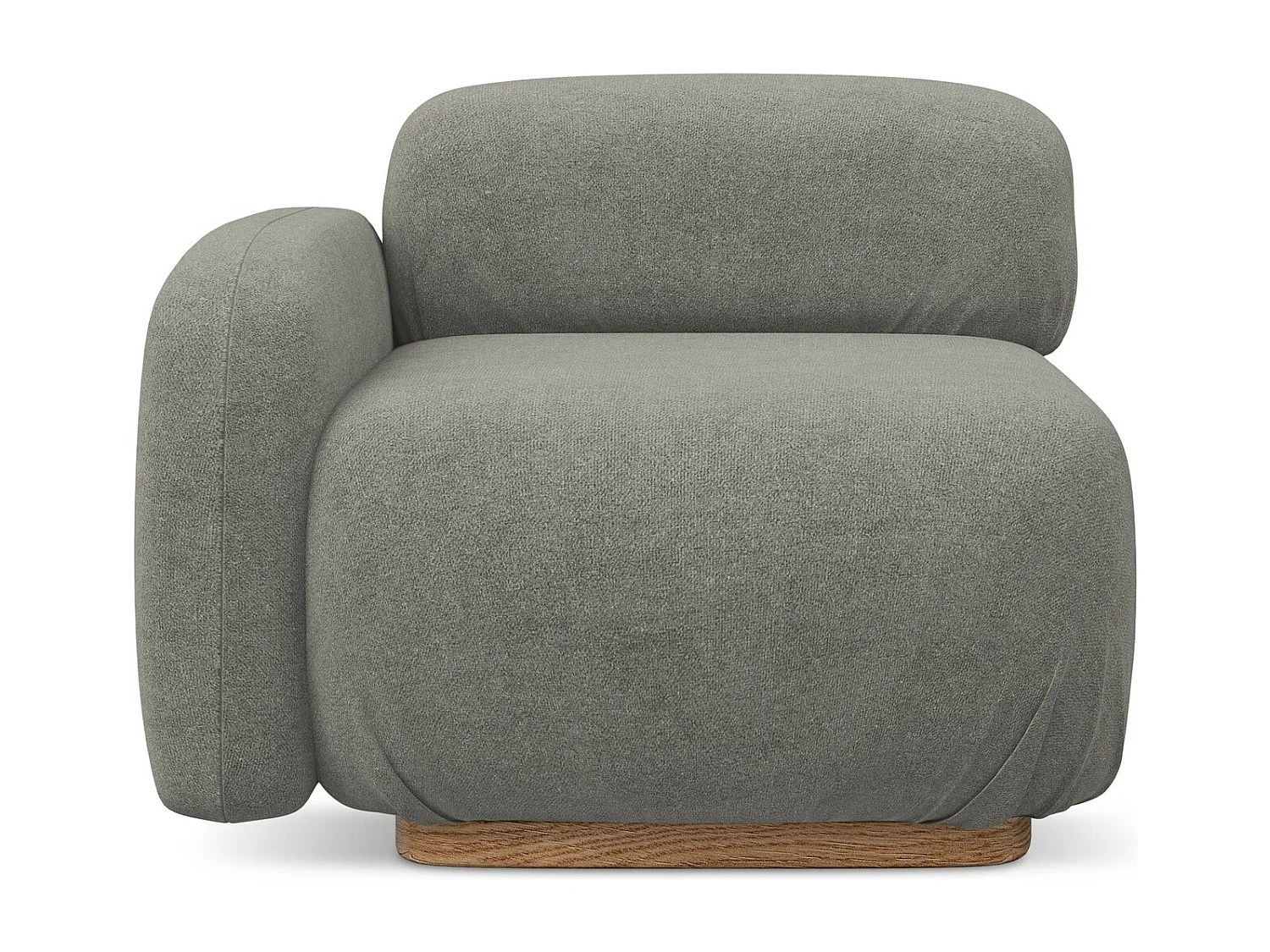 Bankmodule met armleuning links van grijsbeige bouclé - AILANI