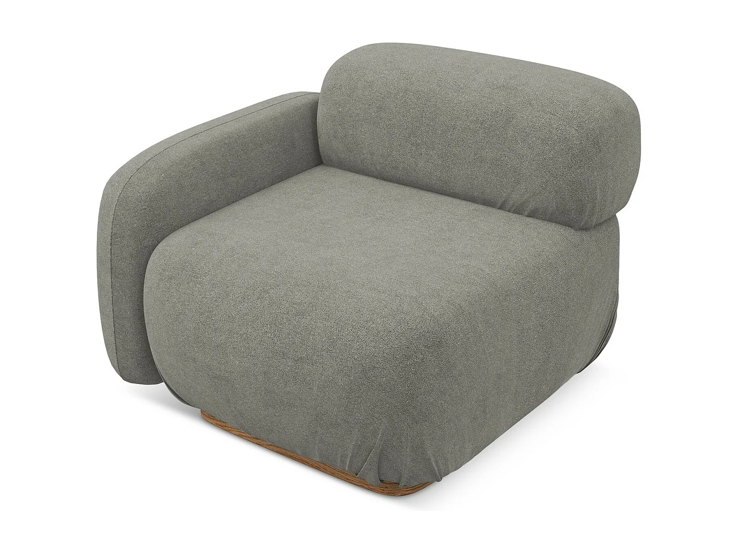 Bankmodule met armleuning links van grijsbeige bouclé - AILANI