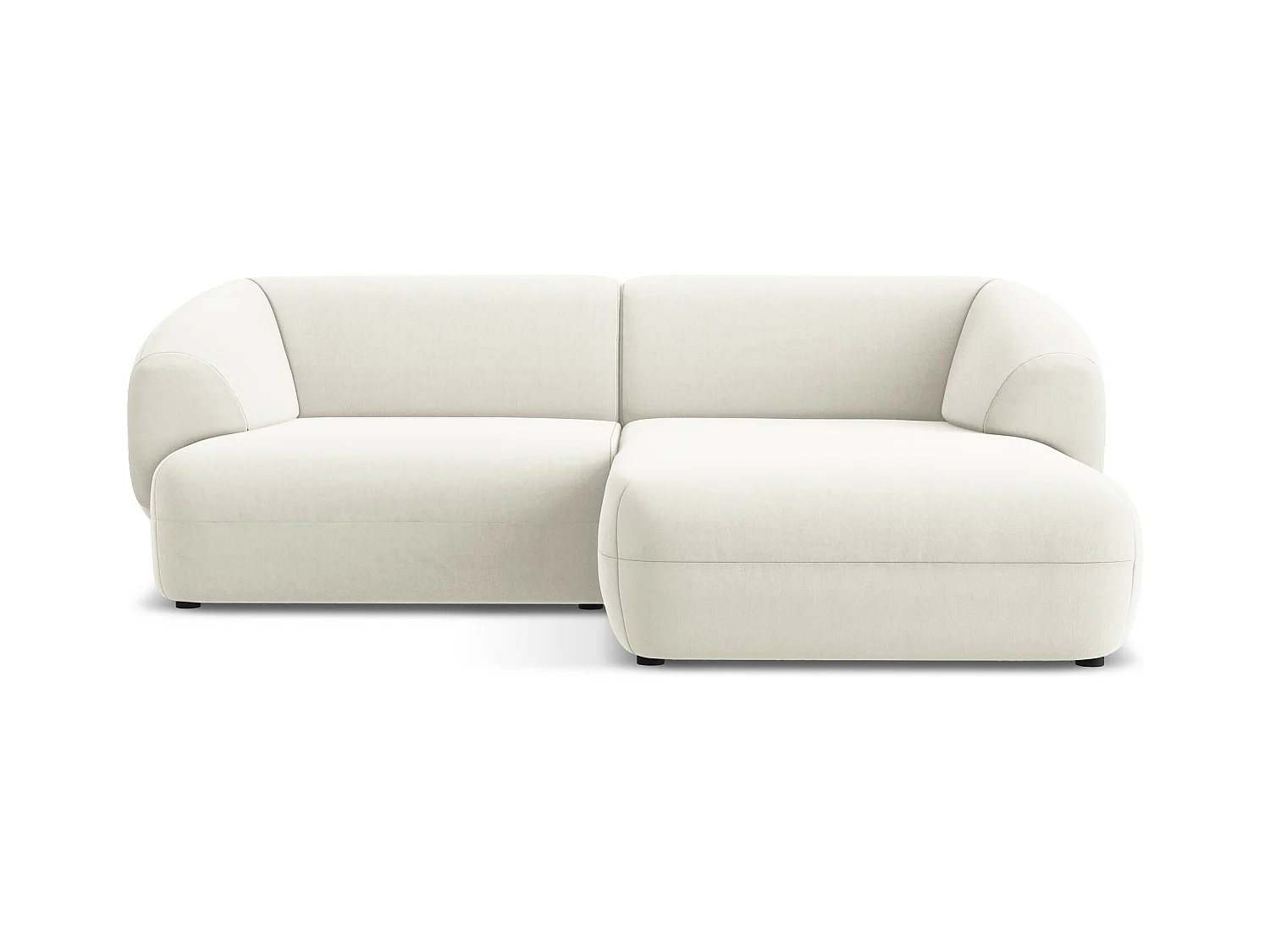 Canapé d'angle 2,5 places modulaire droit en velours - beige clair - MOANA