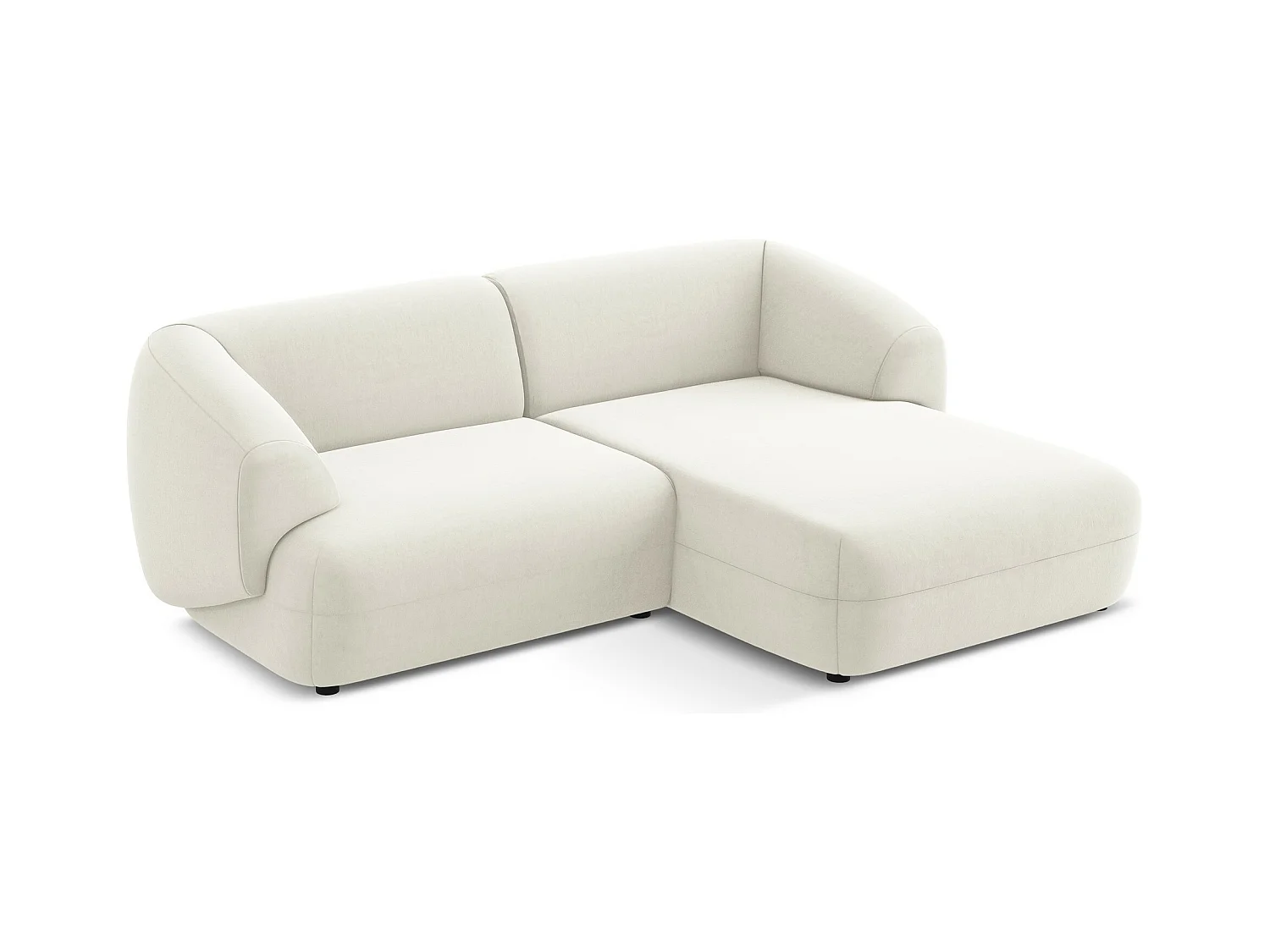 Canapé d'angle 2,5 places modulaire droit en velours - beige clair - MOANA