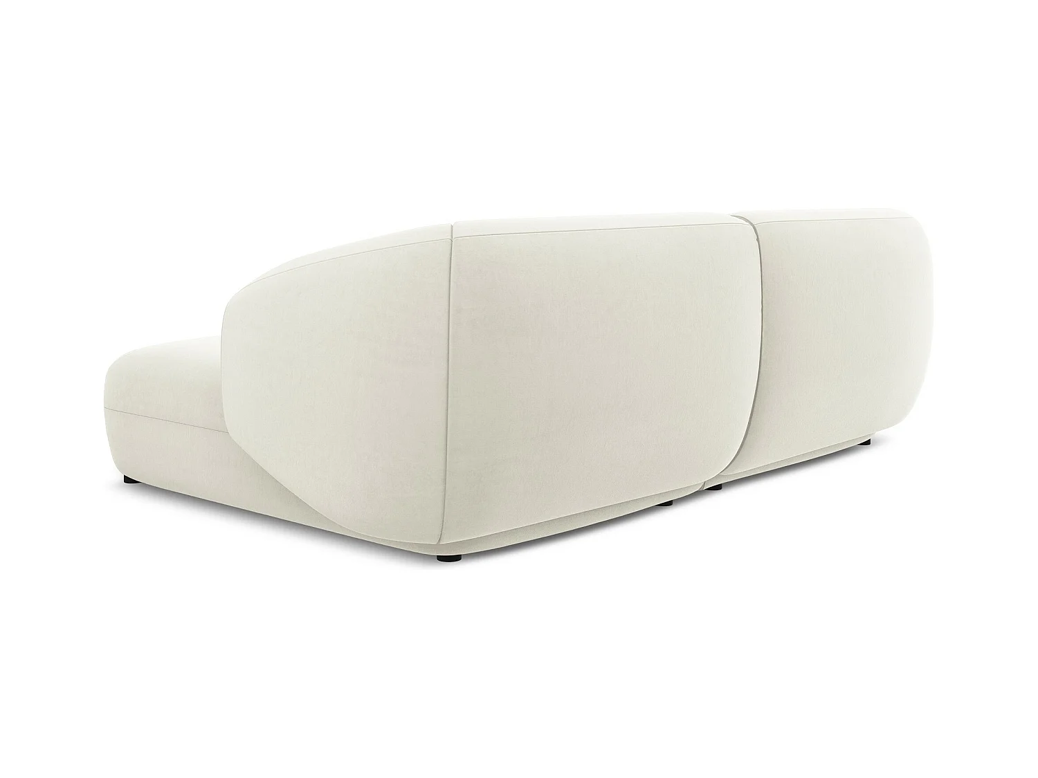 Canapé d'angle 2,5 places modulaire droit en velours - beige clair - MOANA