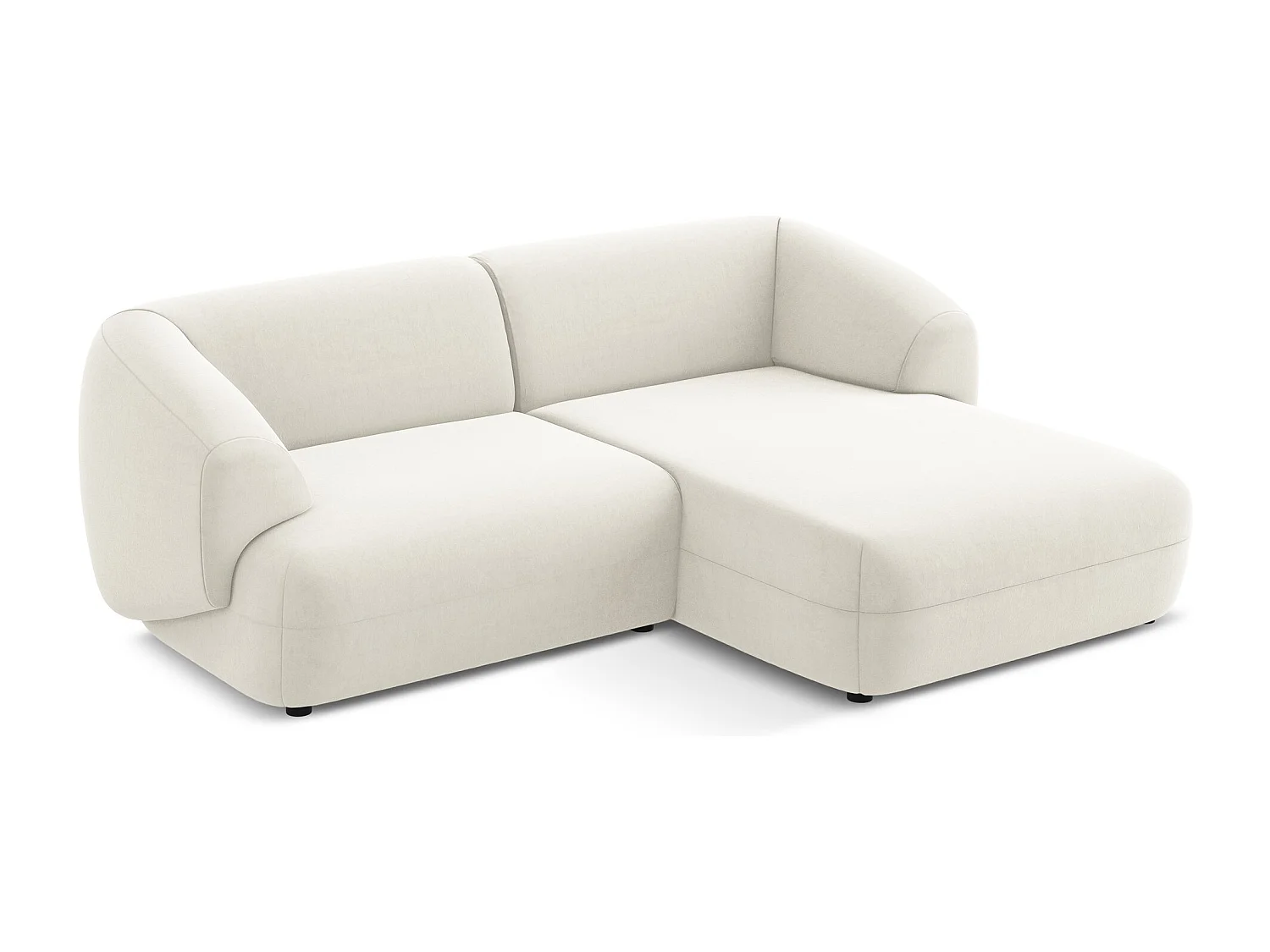 Canapé d'angle 2,5 places modulaire droit en velours - beige clair - MOANA