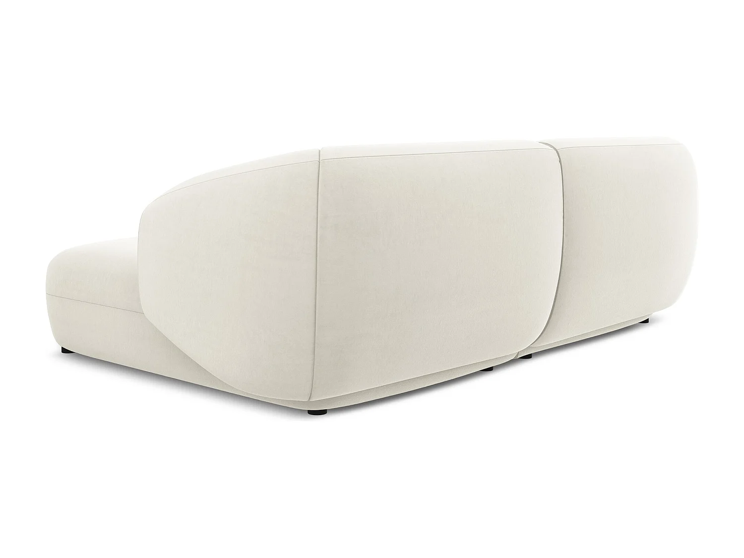 Canapé d'angle 2,5 places modulaire droit en velours - beige clair - MOANA