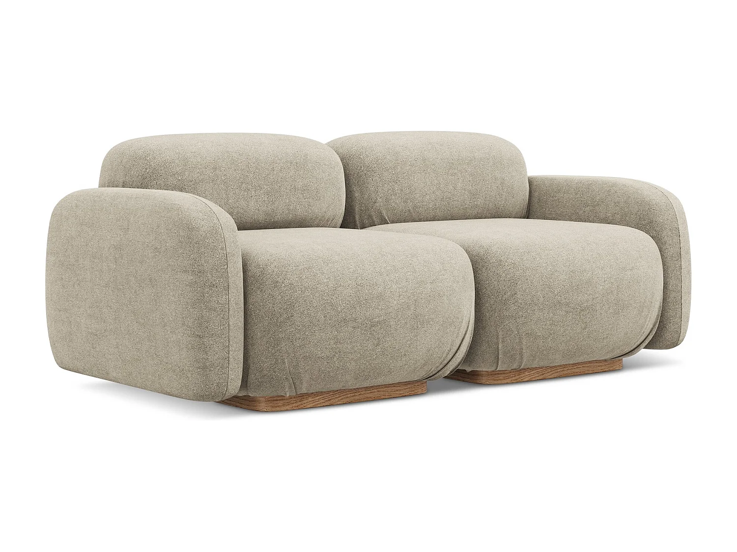 Driezits modulaire bank van beige bouclé - AILANI