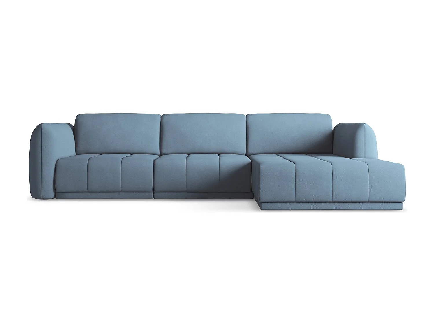 Canapé d'angle droit en tissu chenille - jeans - HOKU