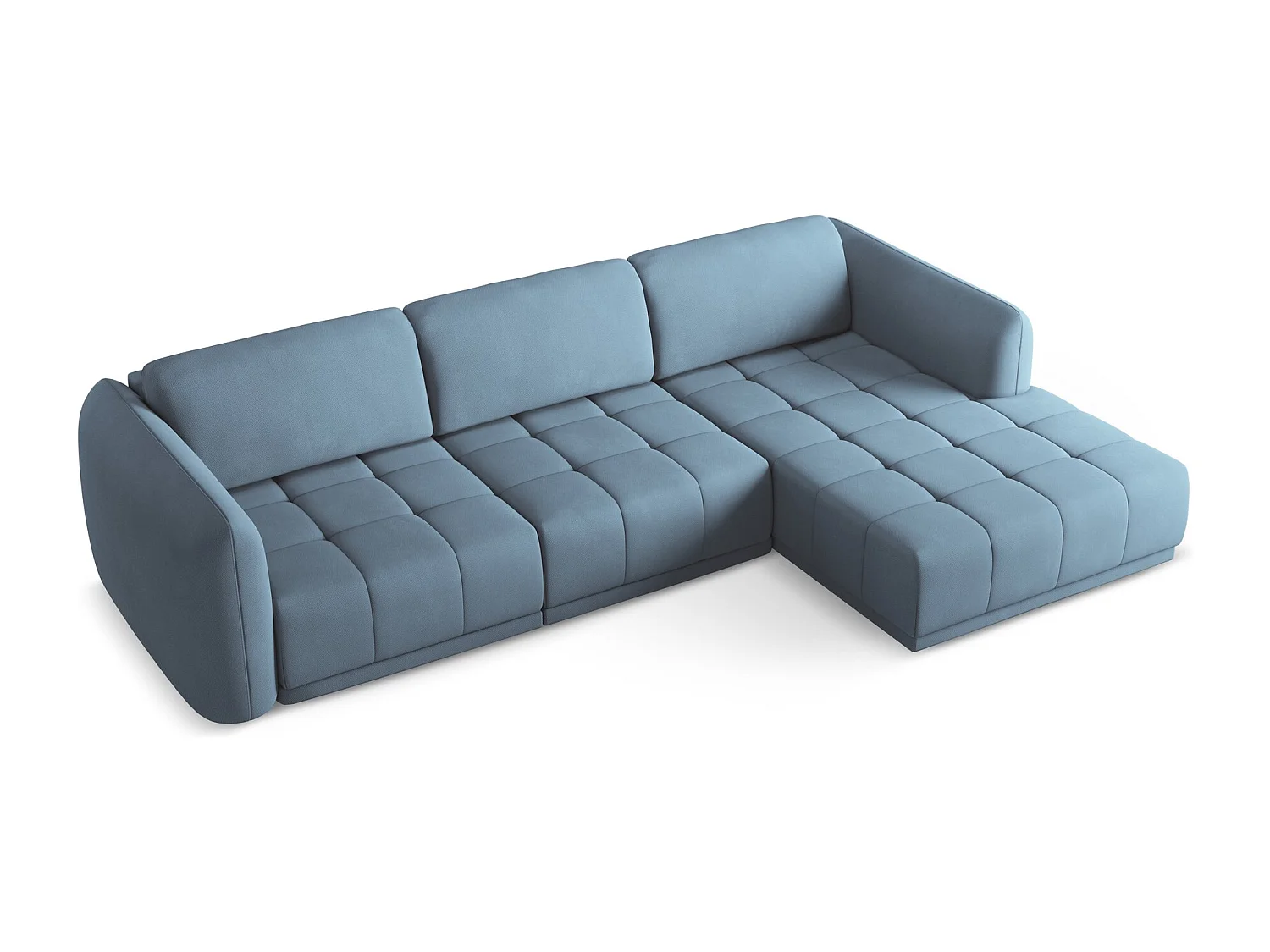 Canapé d'angle droit en tissu chenille - jeans - HOKU