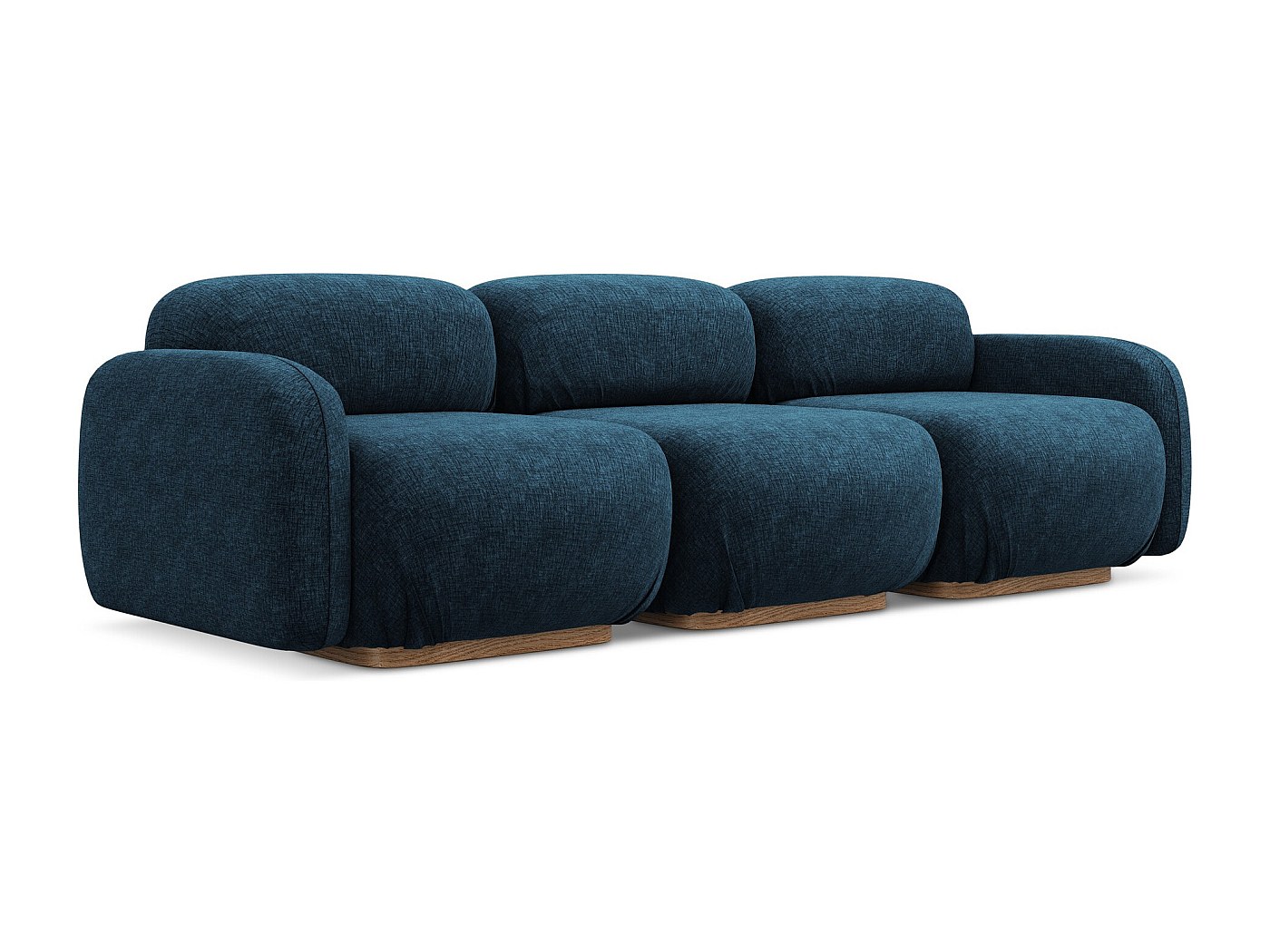 Sofá modular 4 lugares em tecido chenille azul real - AILANI