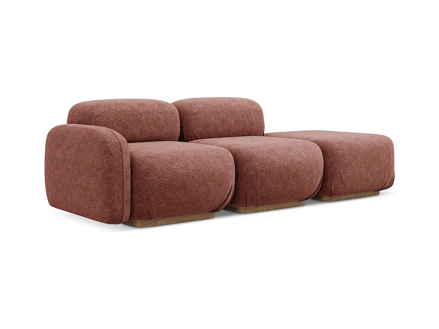 Modulares 3-Sitzer Sofa Rechts - - Chenille - Gedämpftes Rosa - AILANI
