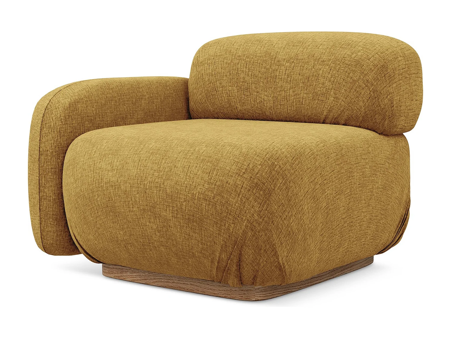 Module avec accoudoirs gauche en tissu chenille - moutarde - AILANI