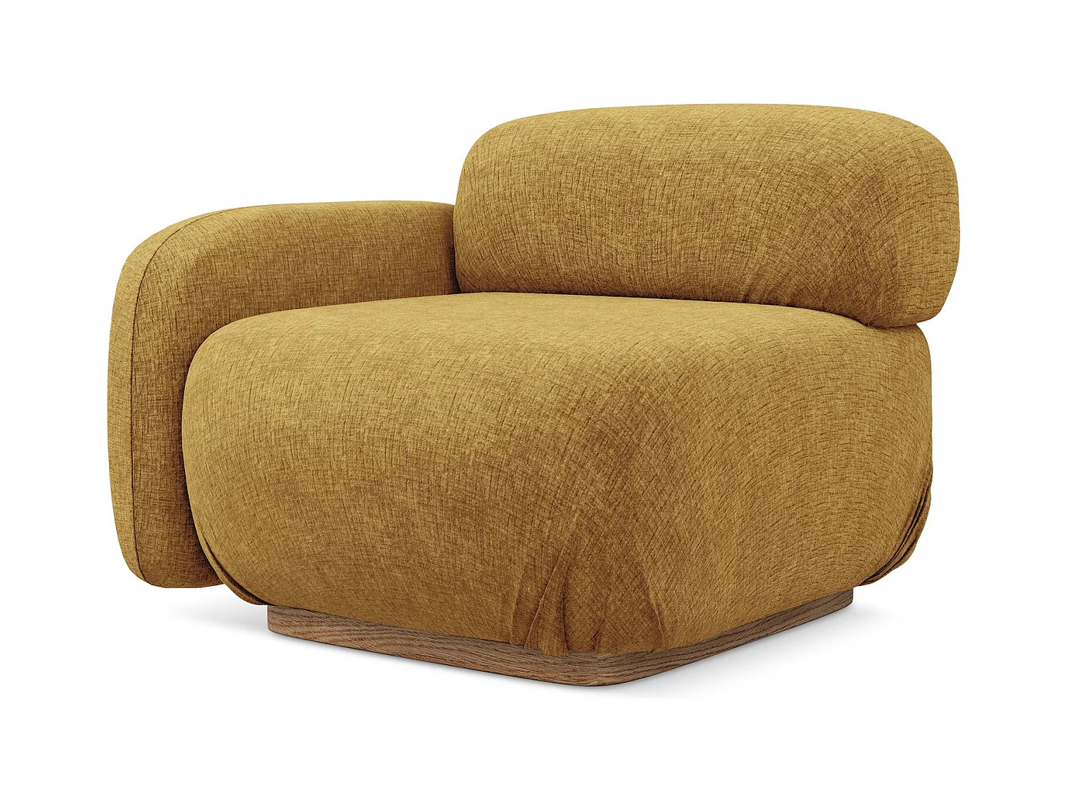 Module avec accoudoirs gauche en tissu chenille - moutarde - AILANI