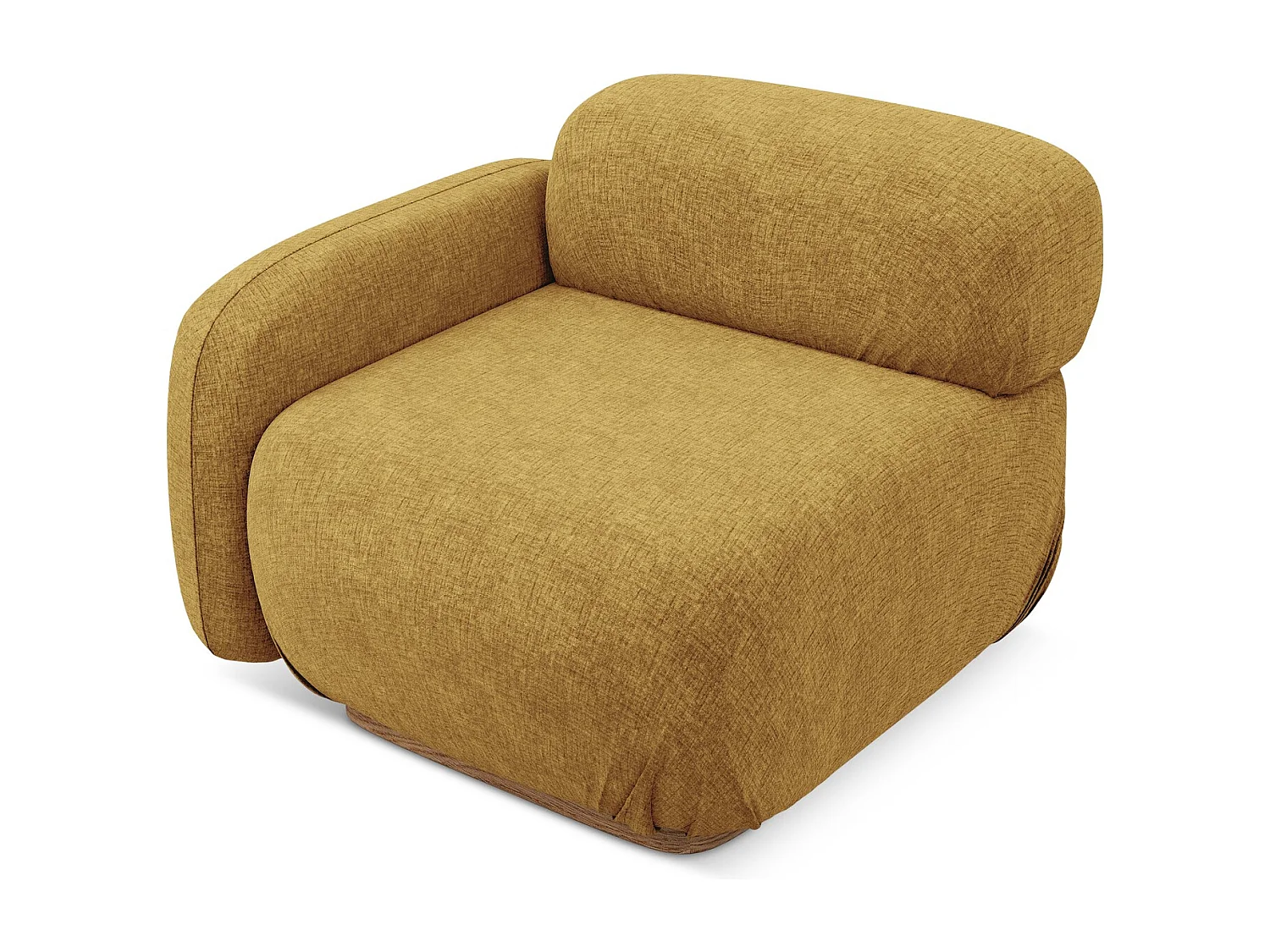 Bankmodule met armleuning links van mosterd chenille stof - AILANI