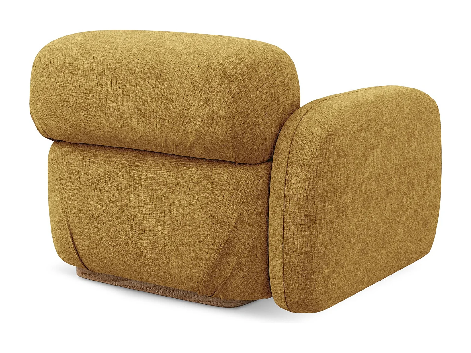 Bankmodule met armleuning links van mosterd chenille stof - AILANI