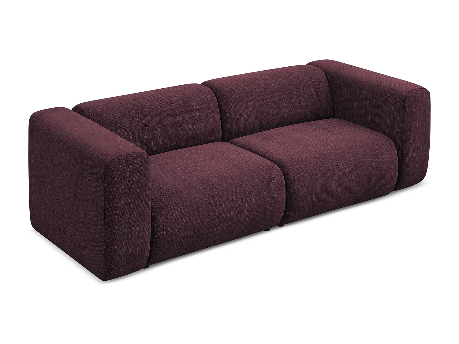 Driezits modulaire bank van bordeaux chenille stof - EKAHI