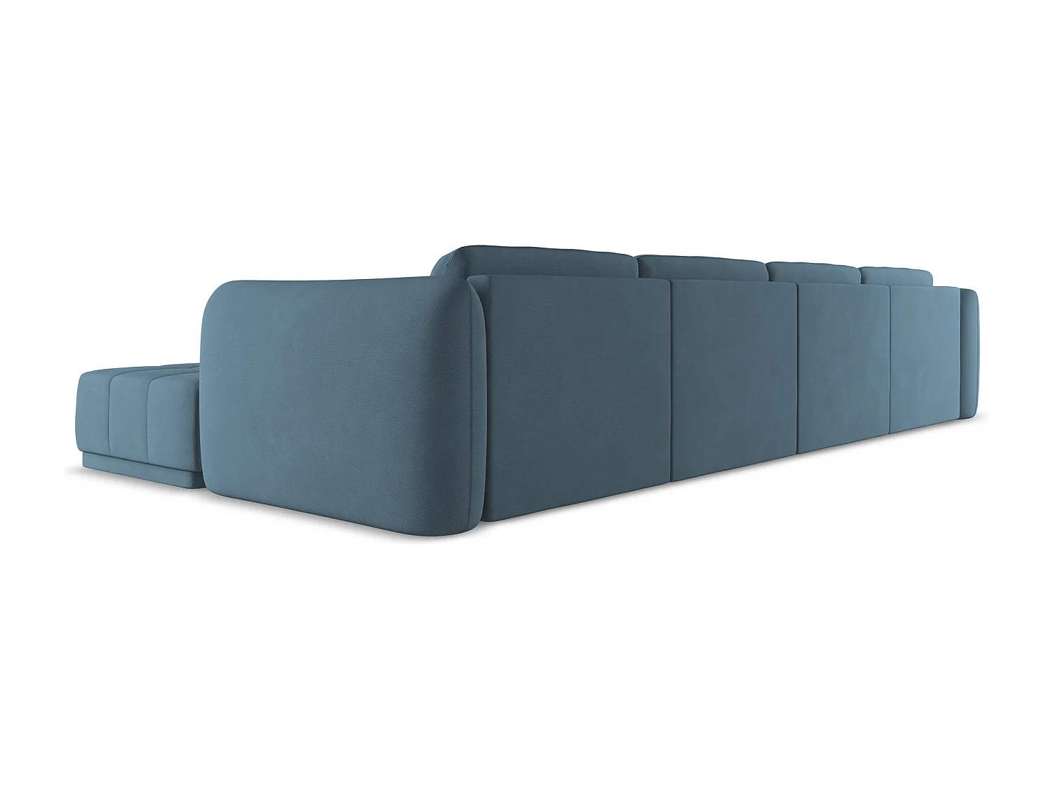 Canapé d'angle panoramique en tissu chenille - jeans - HOKU