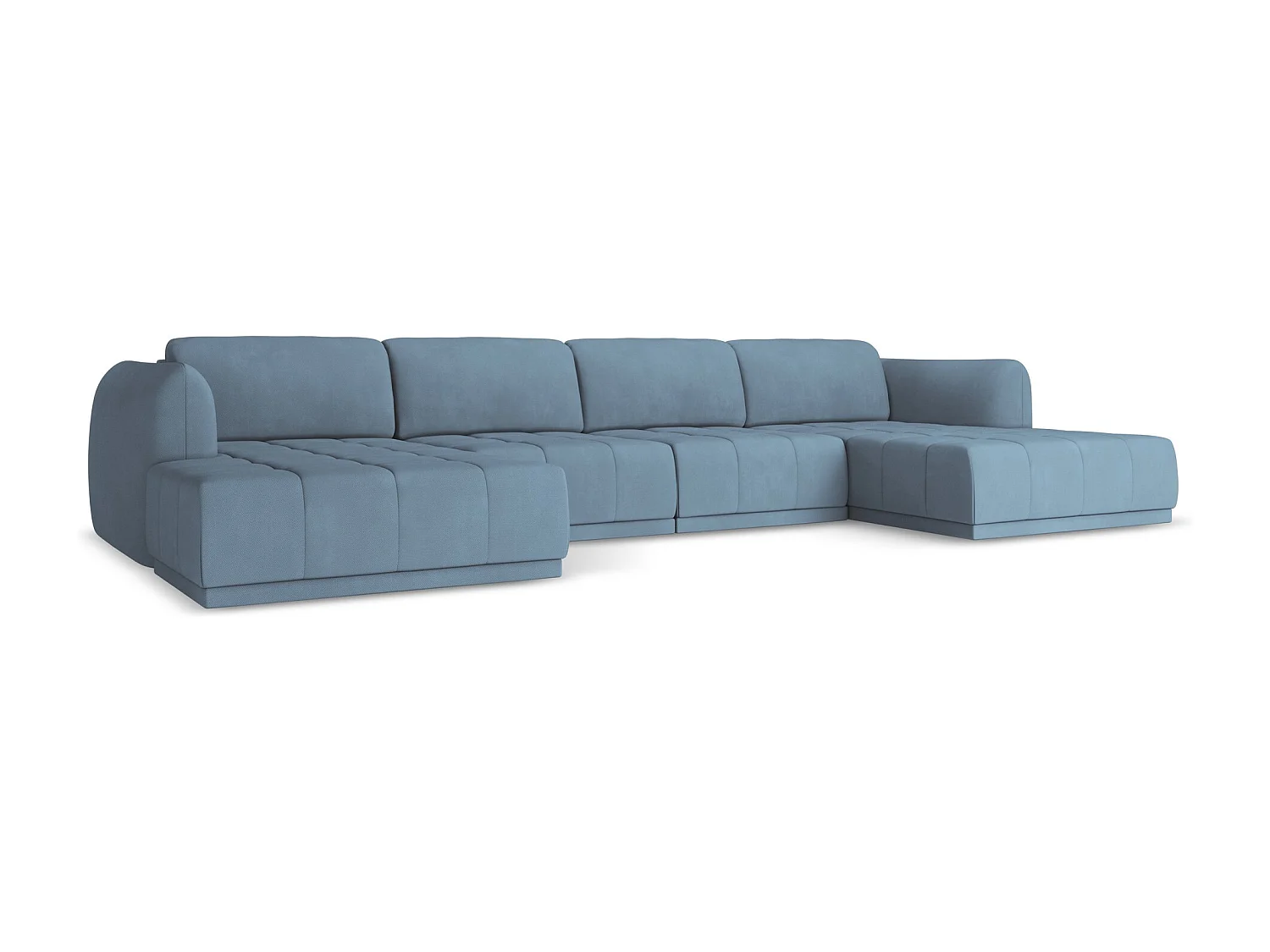 Sofa panoramiczna - z tkaniny szenilowej - jeans - HOKU