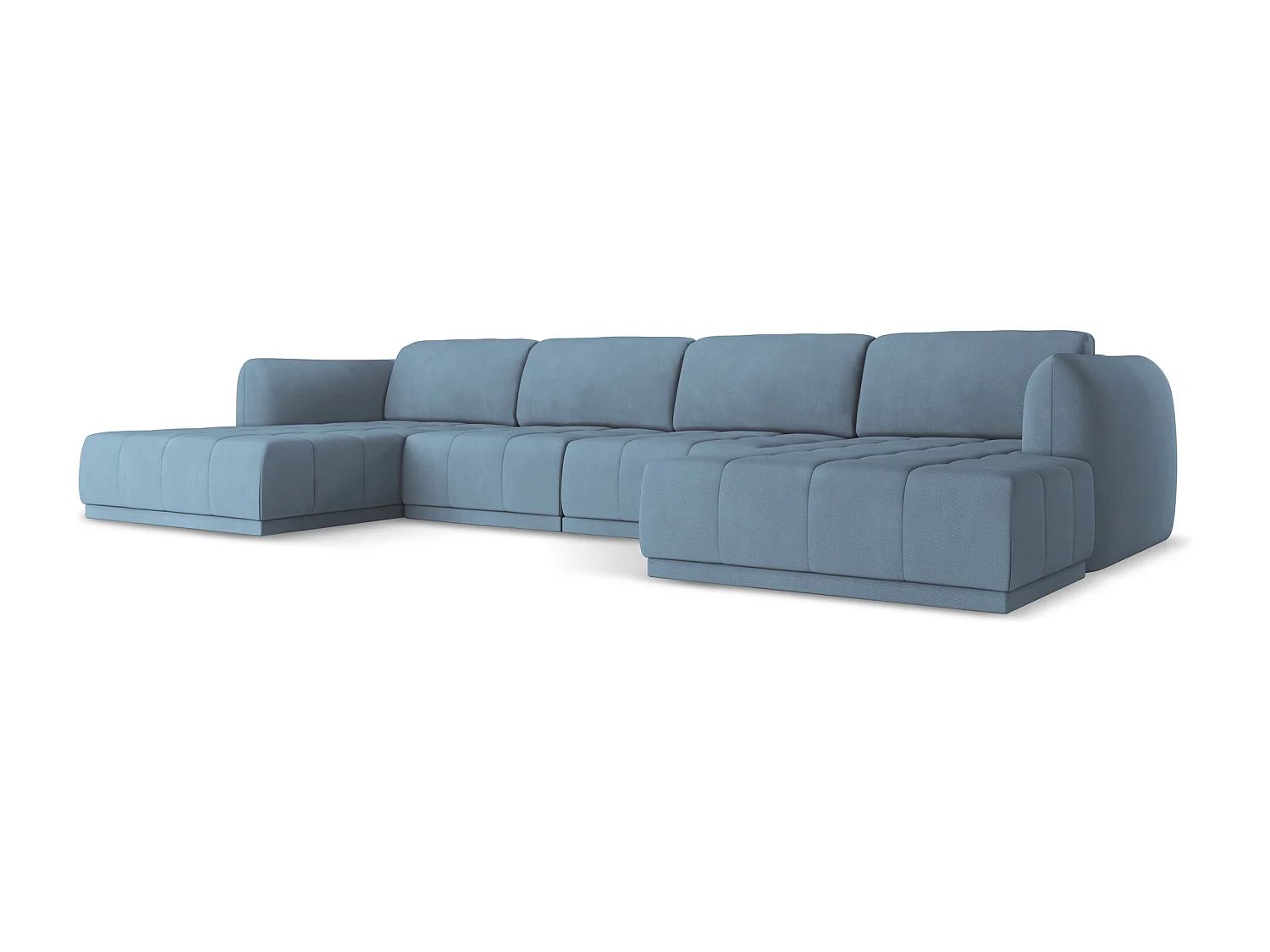 Sofa panoramiczna - z tkaniny szenilowej - jeans - HOKU
