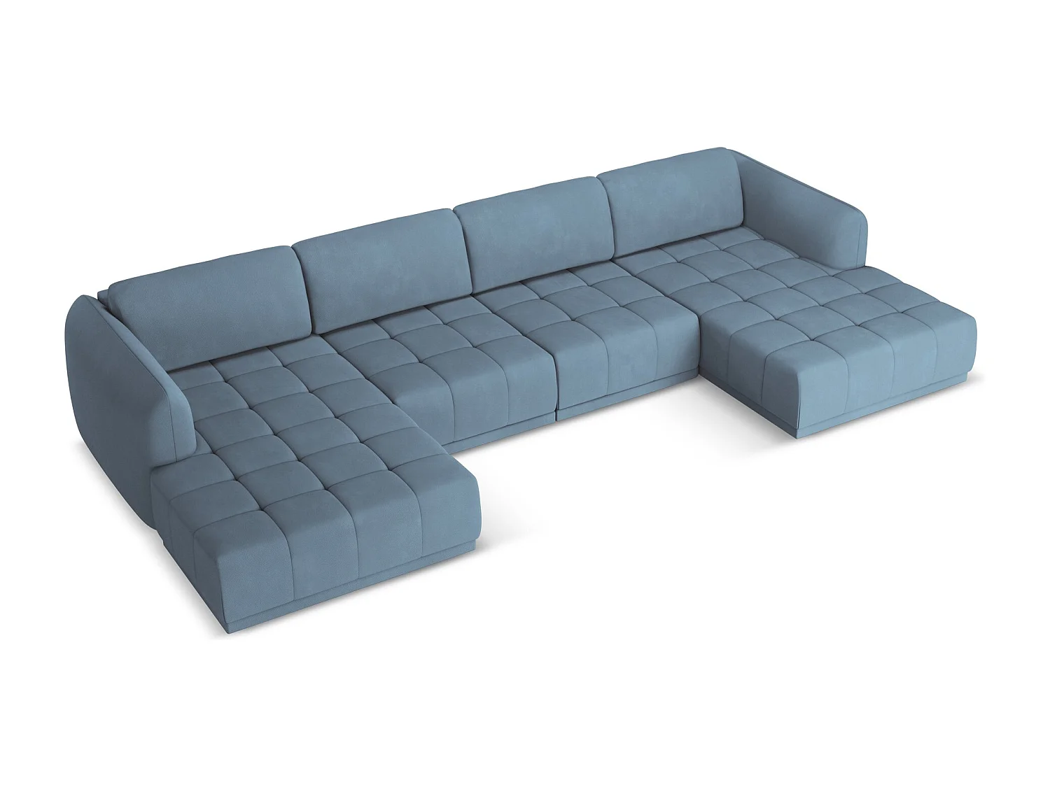 Sofa panoramiczna - z tkaniny szenilowej - jeans - HOKU