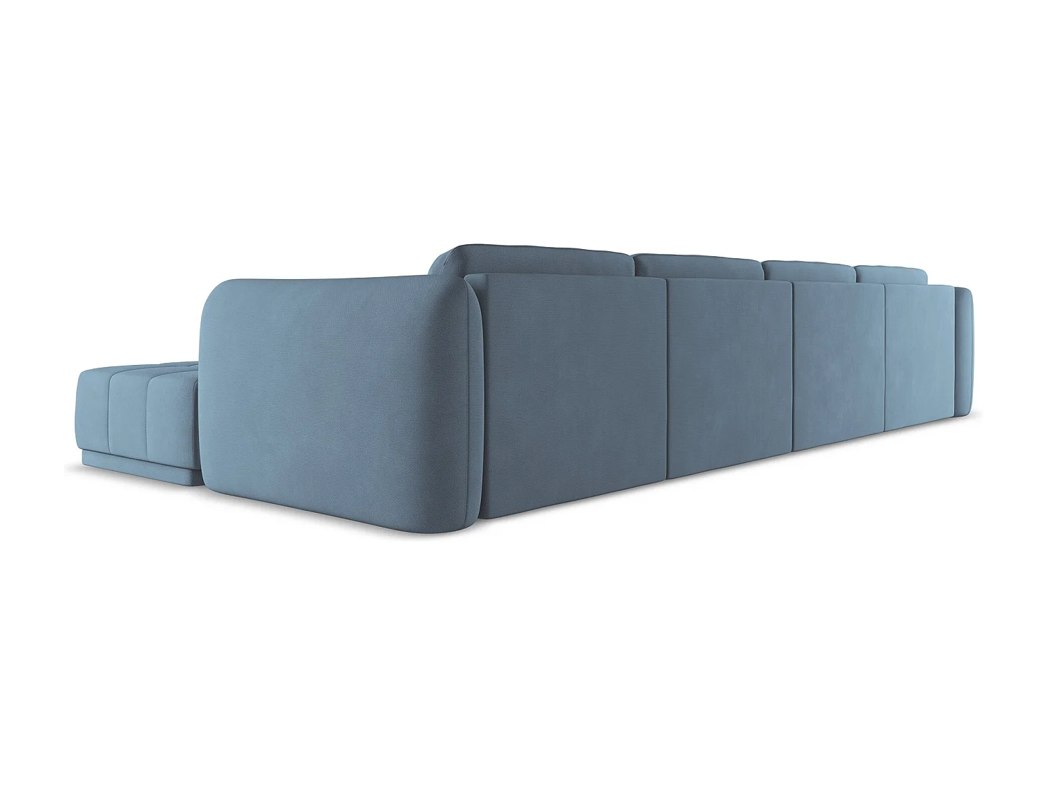 Sofa panoramiczna - z tkaniny szenilowej - jeans - HOKU