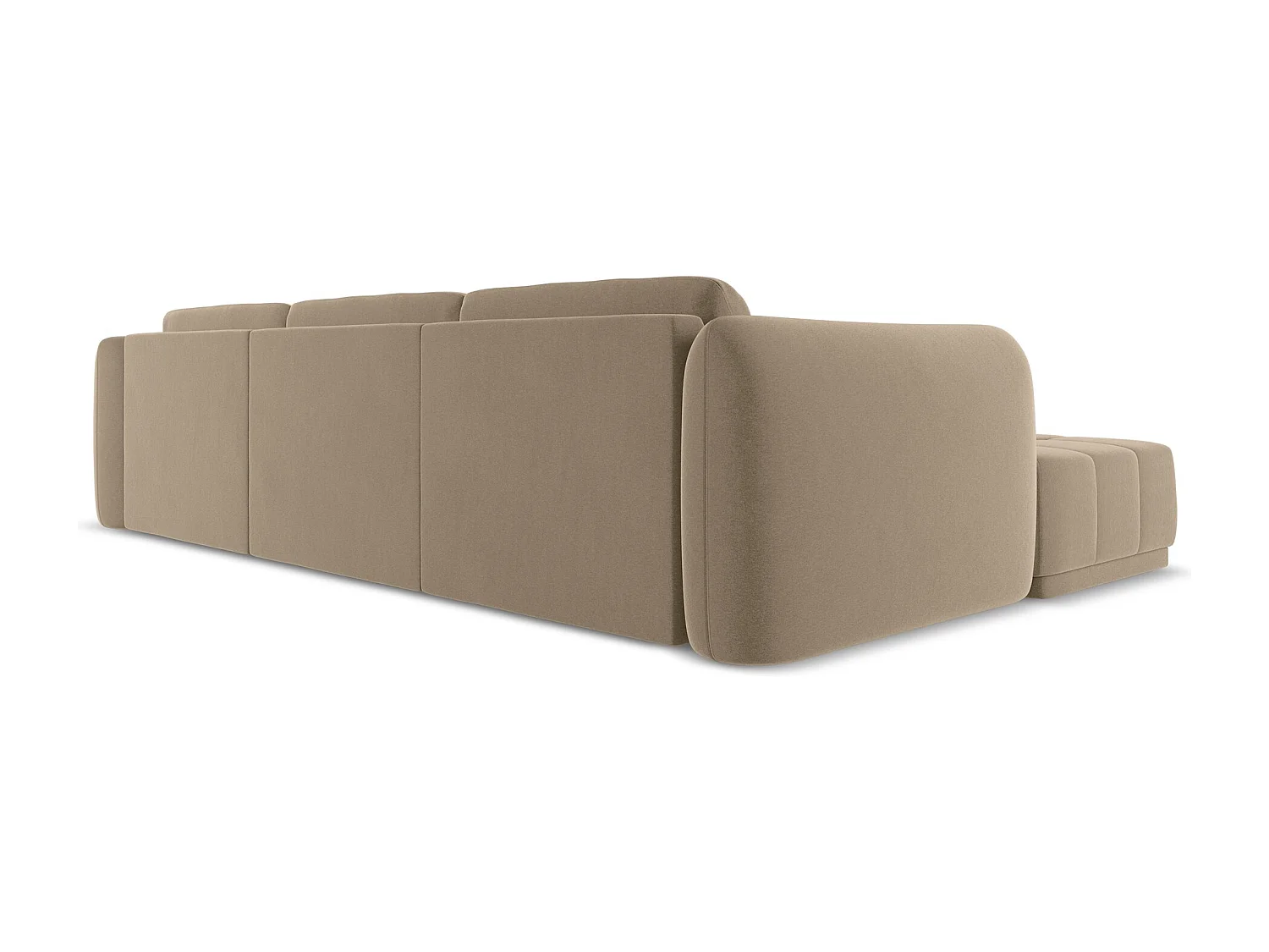 Ecksofa - Ecke Links - Samt - Hell beige - HOKU